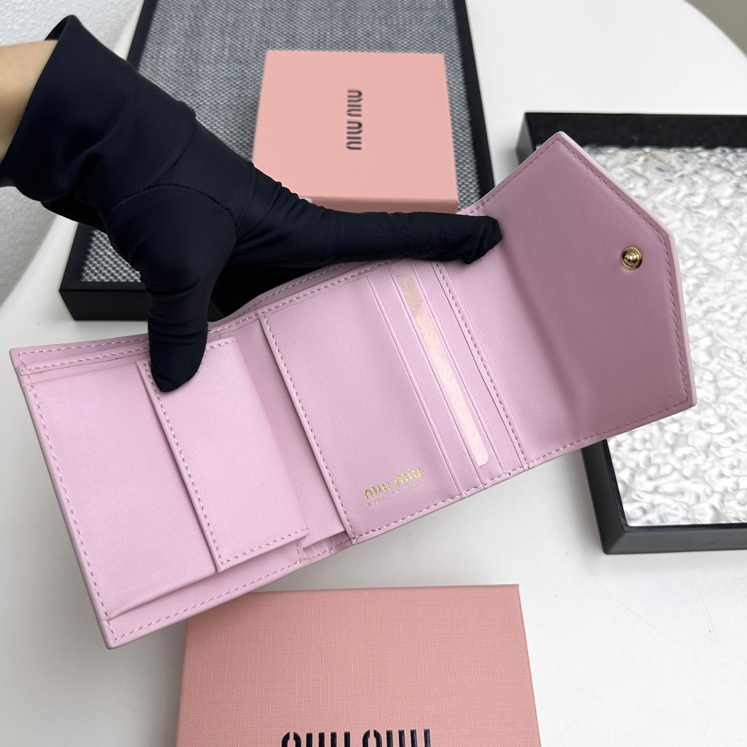 Miu Miu Tri-Fold Lambskin Wallet - Image 7
