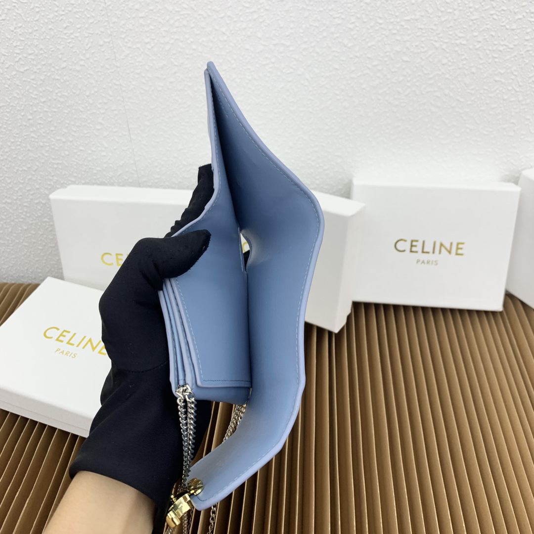 CELINE Small Triomphe Lambskin Flap Wallet - Image 7
