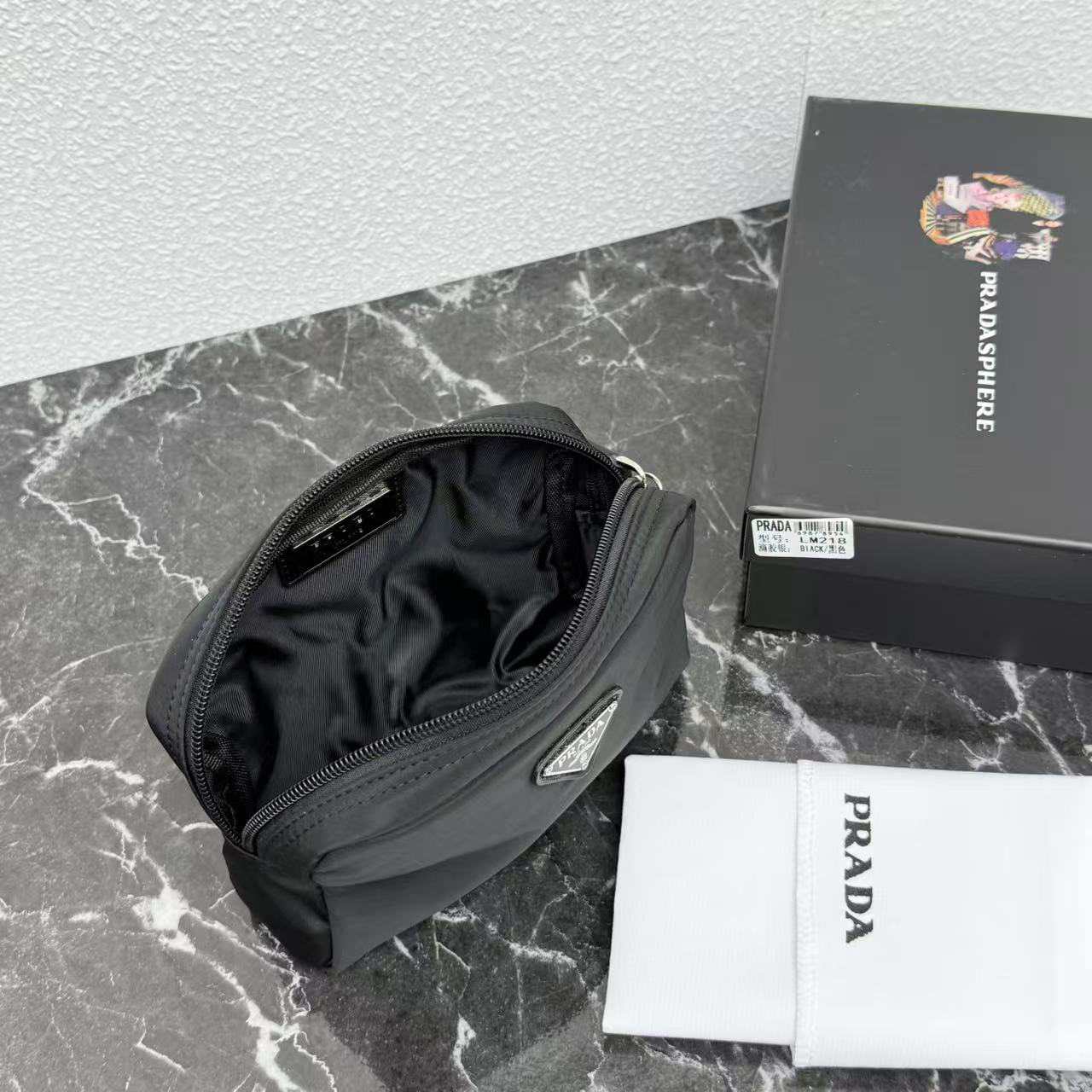 Prada Recycled Nylon Zip Clutch - Image 7