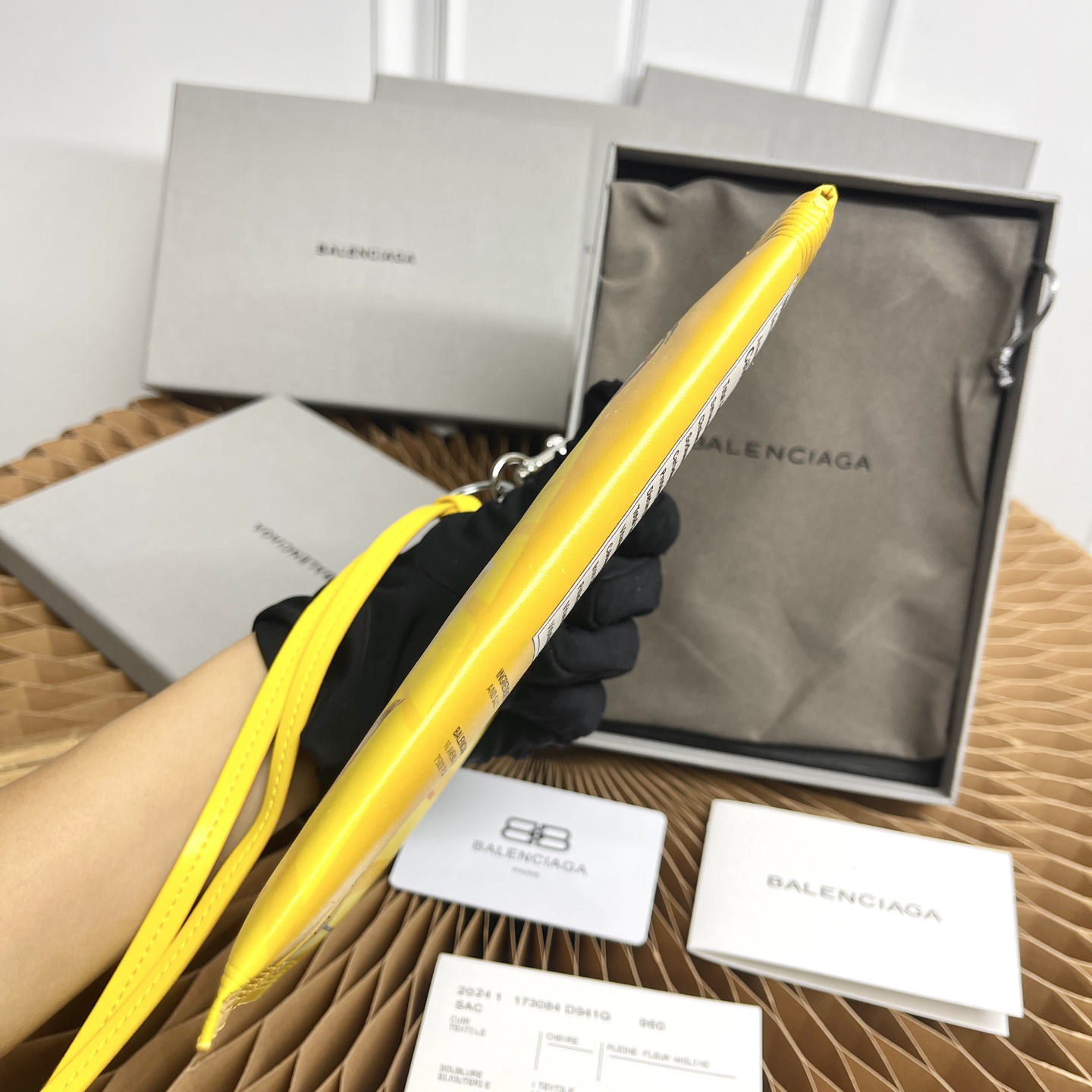 Balenciaga Chips Leather Phone Pouch - Image 7