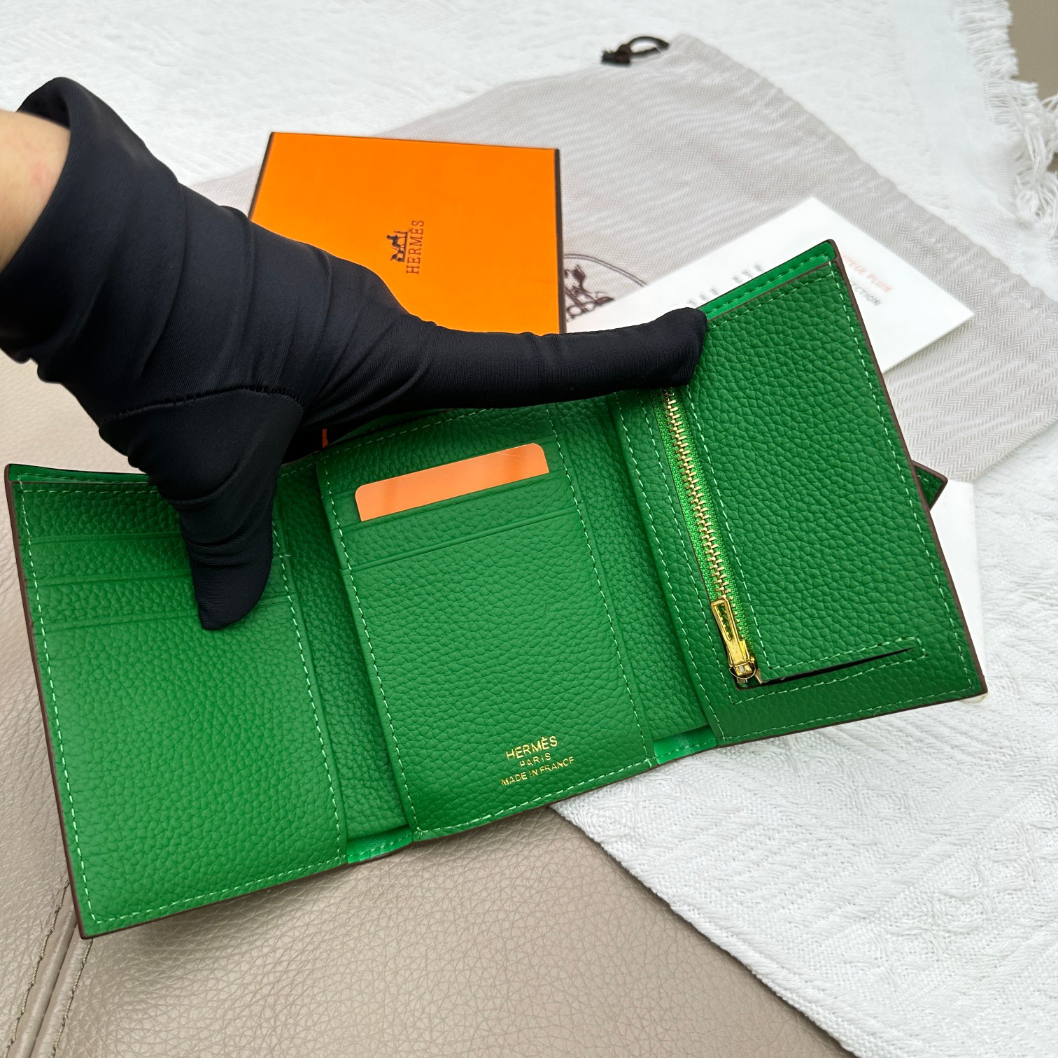 Hermès Togo Leather Tri-Fold Wallet - Image 7