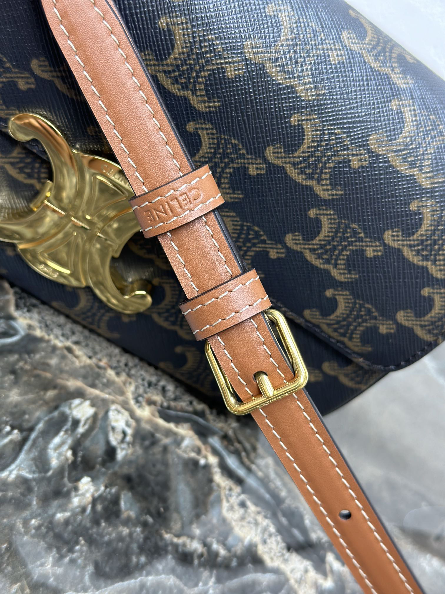 TRIOME Logo-Print Crossbody Bag in C Fabric with Leather Trim - Image 7