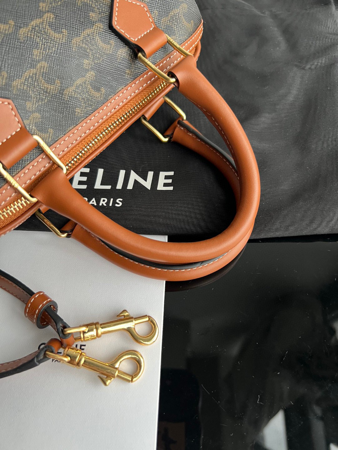 CELINE Triomphe Canvas Boston Bag - Image 7