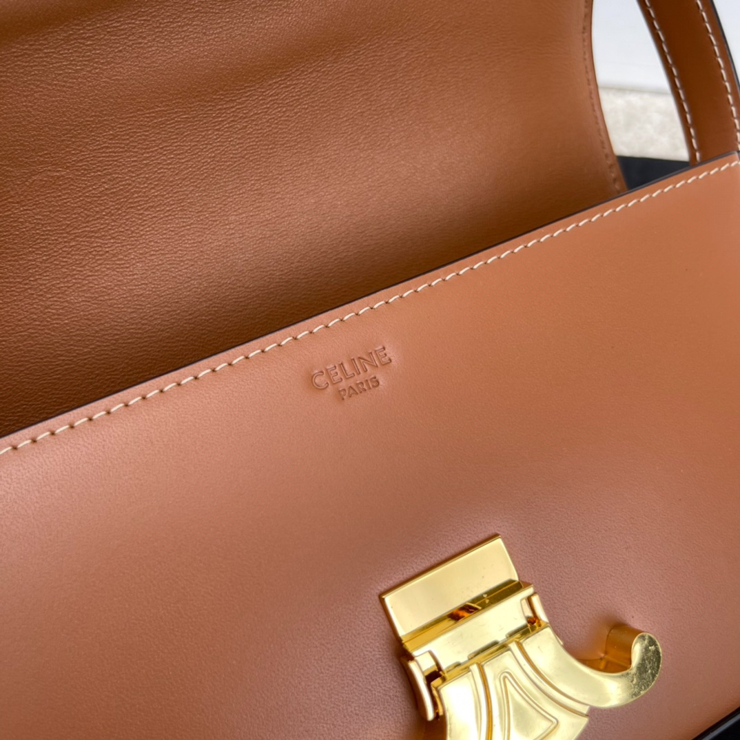 TRIOME Shiny Cowhide Leather Shoulder Bag, Yellow-Brown Hand-Scratched Texture - Image 7