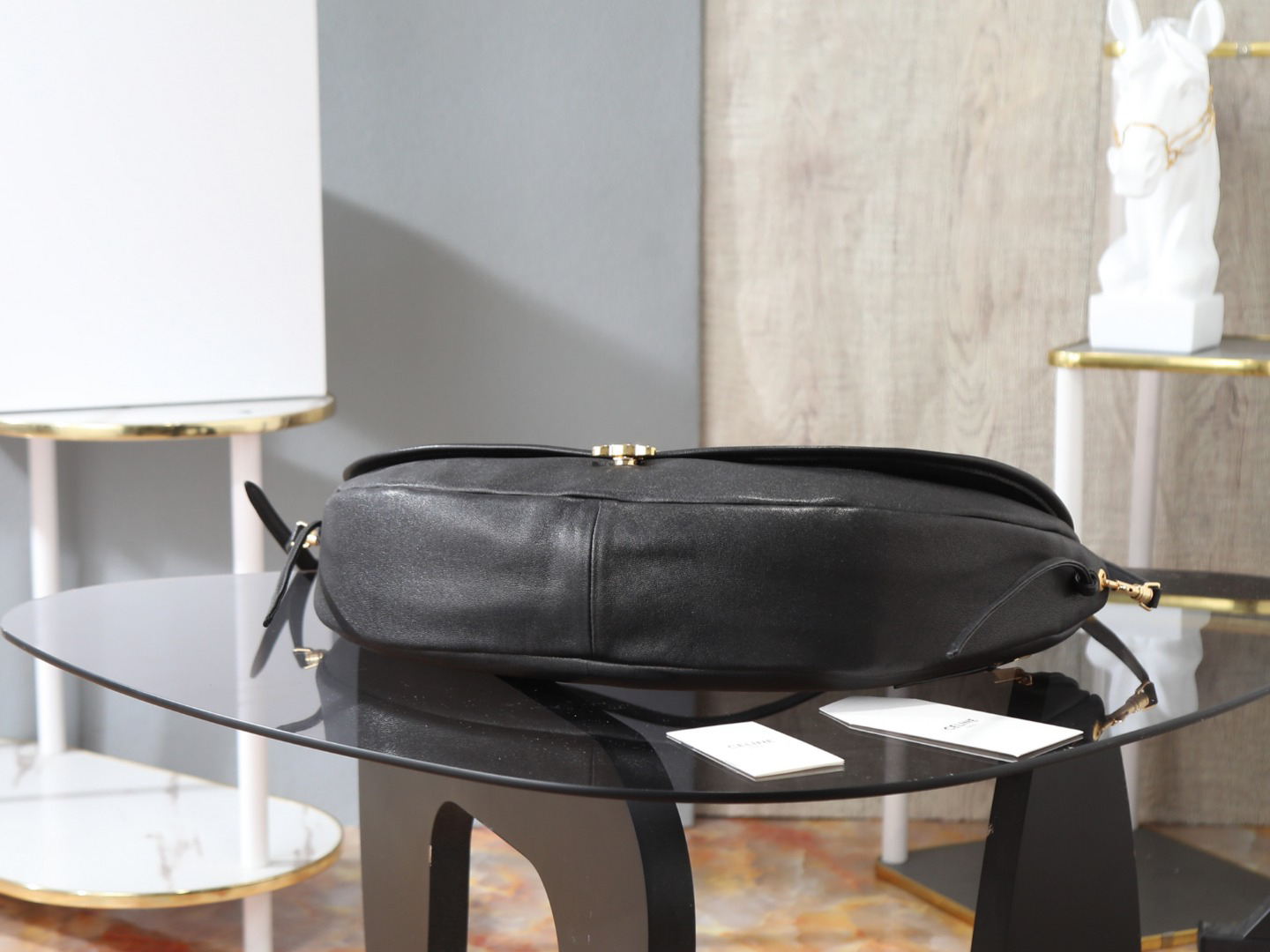 CELINE Soft Triome Half-Moon Shoulder Bag - Image 7