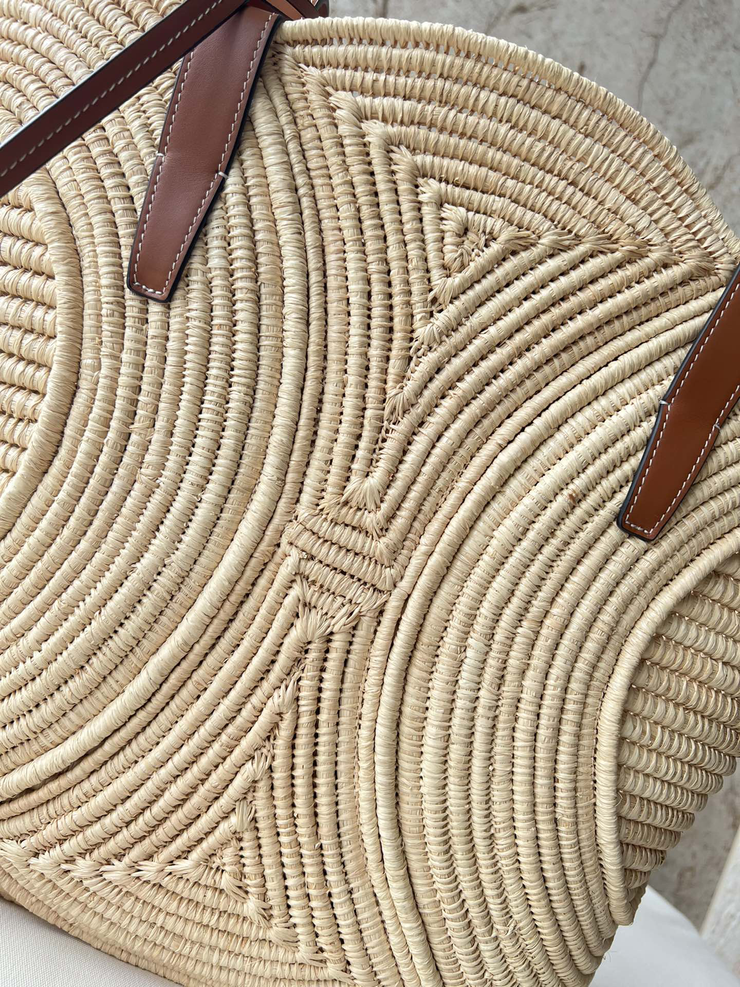 CELINE Medium Natural Fiber and Leather Woven TRIOMPHE Basket Bag - Image 7