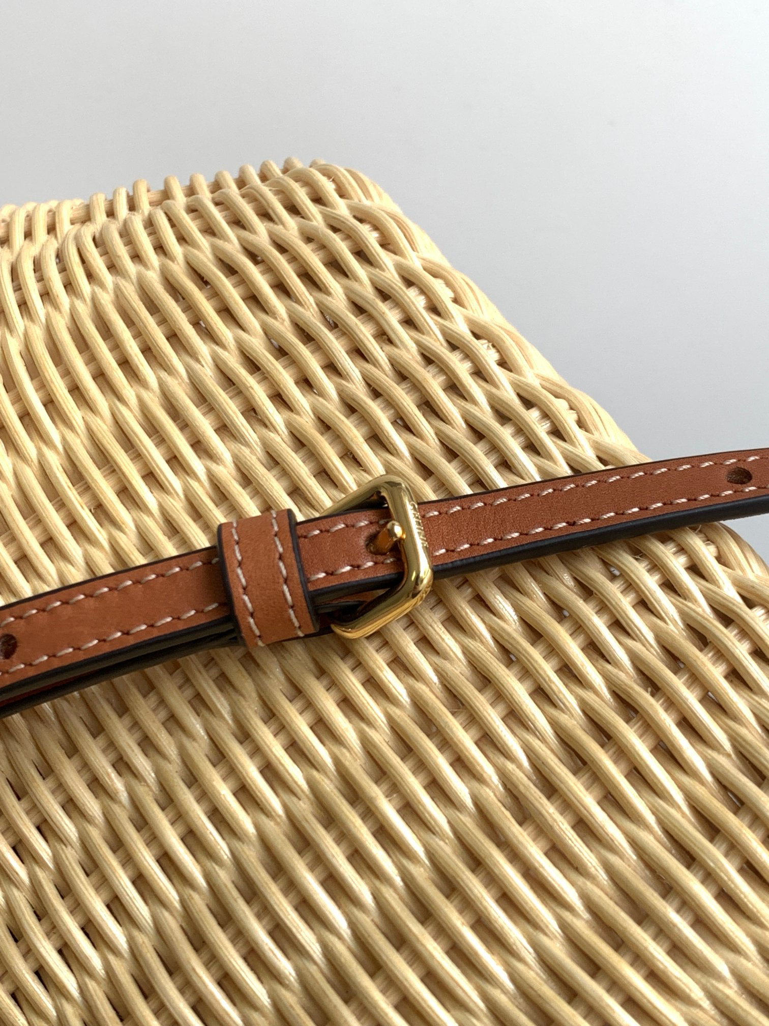 Celine Teen Couffin Wicker and Natural Calfskin Bag - Image 7