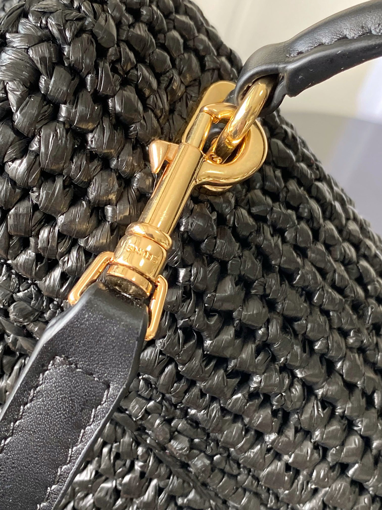 Celine Teen Nino Woven Black Top Handle Bag - Image 7
