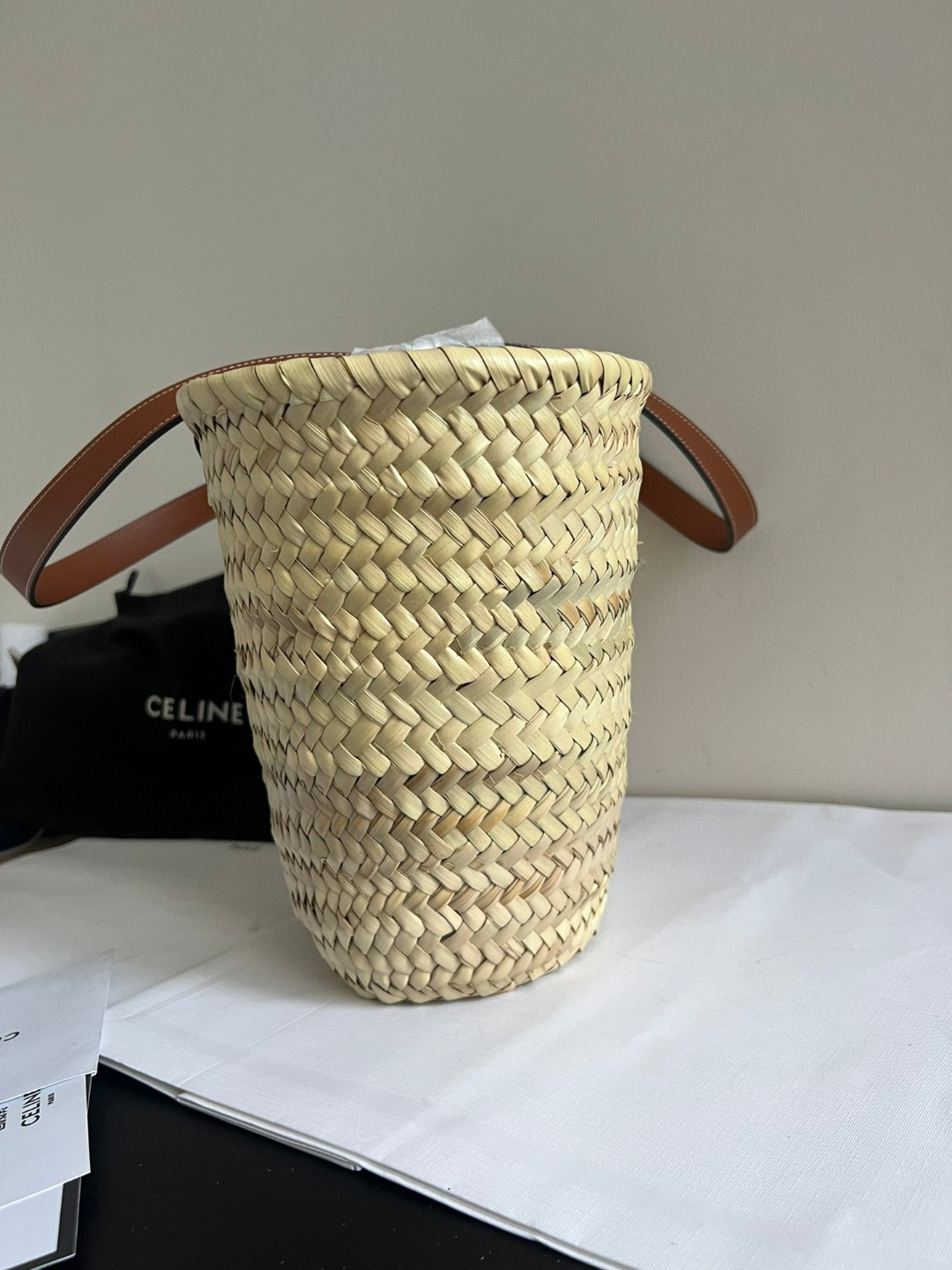 Celine Triomphe Raffia Basket Tote Bag - Image 7