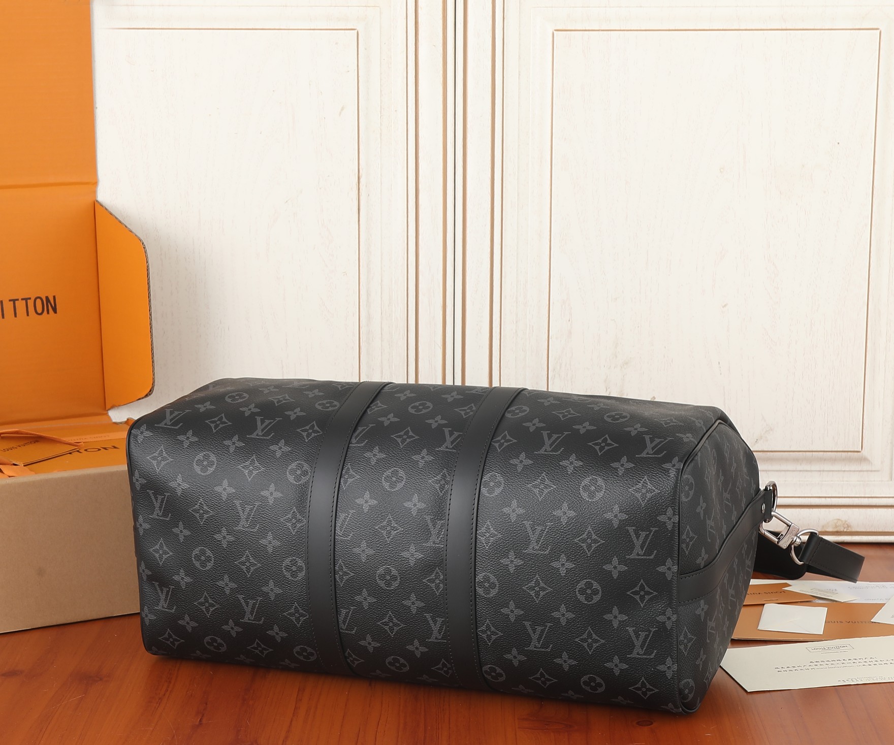 Louis Vuitton Keepall 45 Travel Bag in Monogram Eclipse Canvas - Image 8
