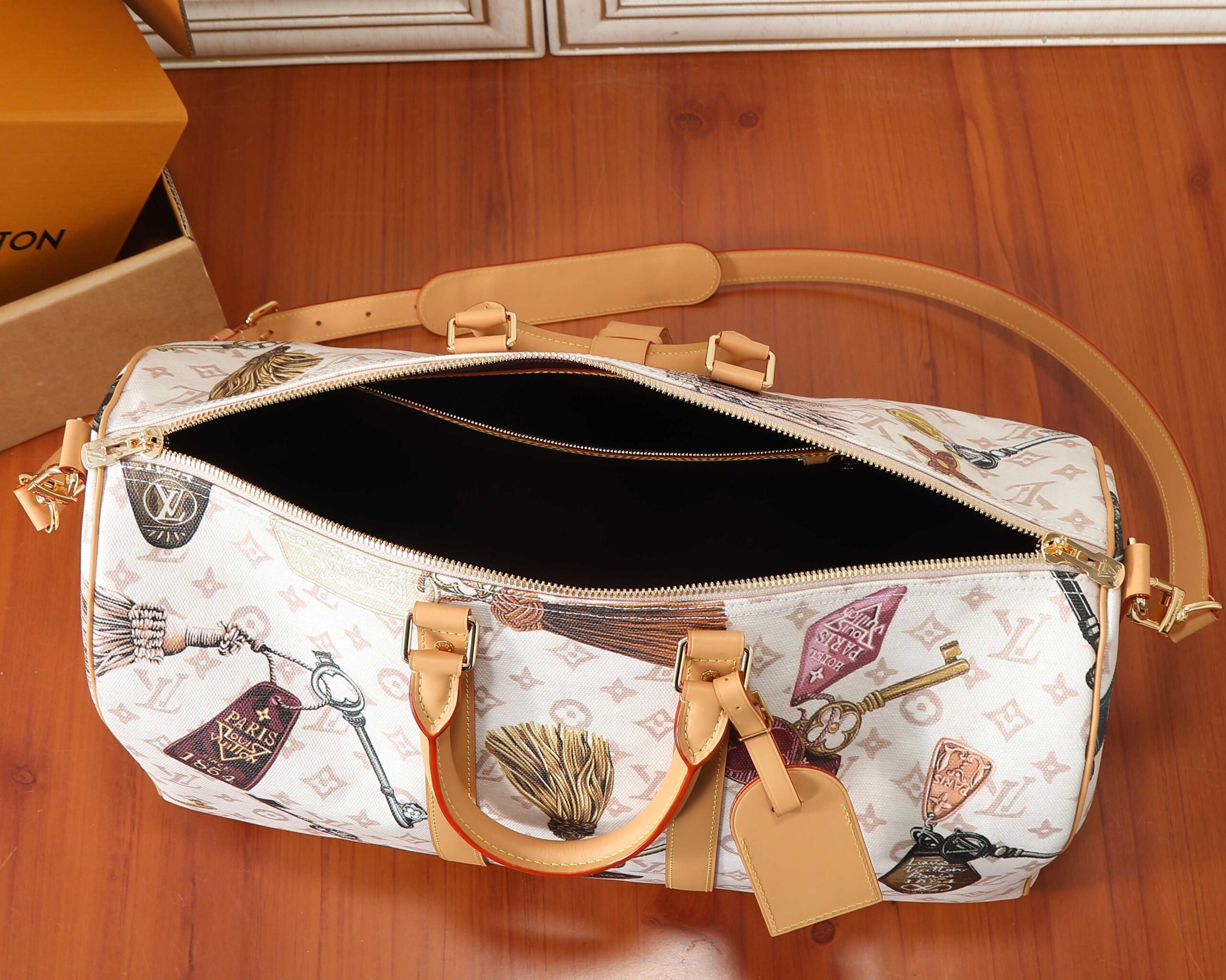 Louis Vuitton Keepall Bandoulière 45 Travel Bag in Monogram Dune - Image 8