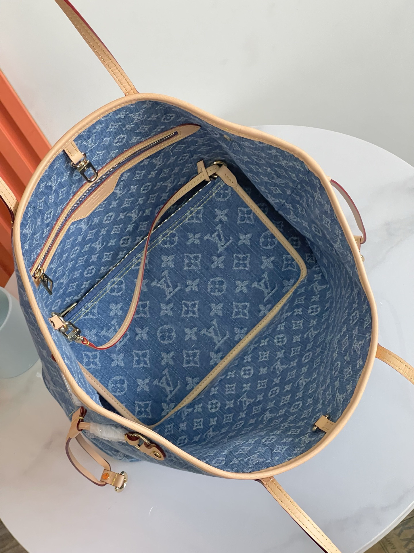 Louis Vuitton Neverfull MM Monogram Denim Tote Bag - Image 8
