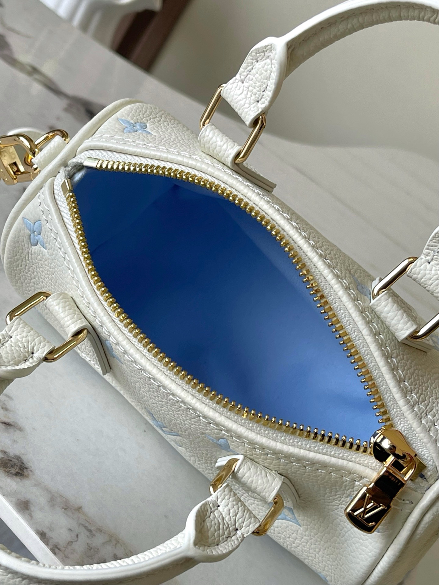 Louis Vuitton Nano Speedy Handbag in Blue Monogram Empreinte Leather - Image 8