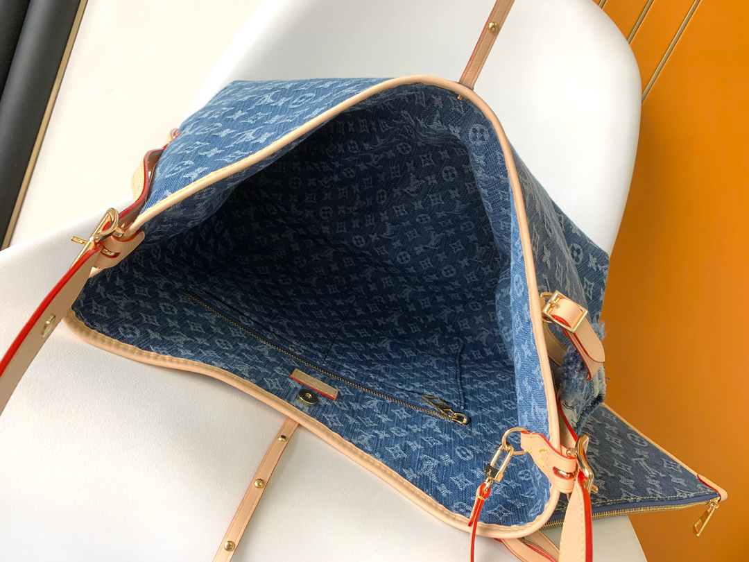 Louis Vuitton CarryAll MM Handbag in Blue Denim - Image 8