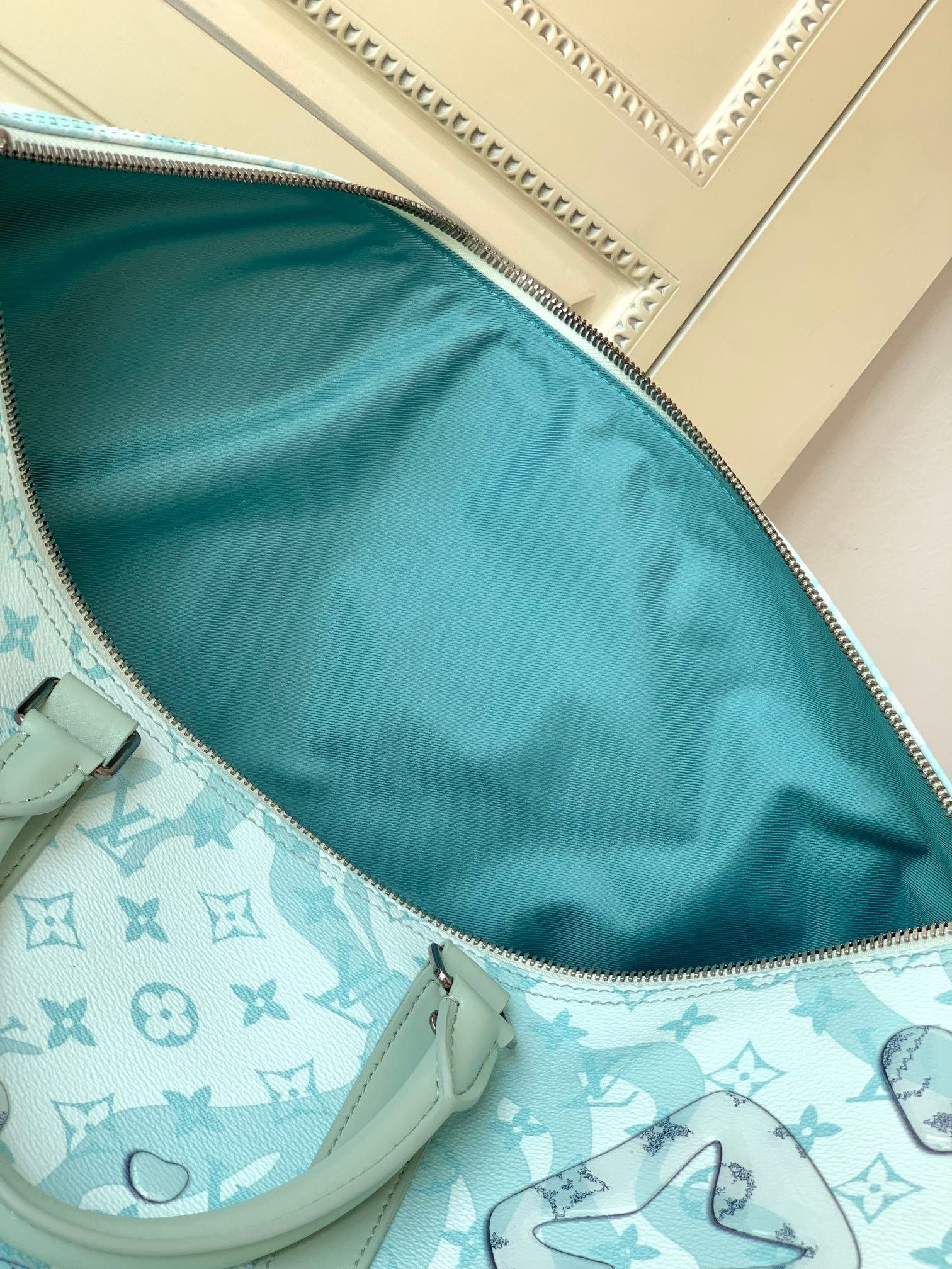 Louis Vuitton Keepall Bandoulière 50 Monogram Aquagarden Travel Bag - Image 8