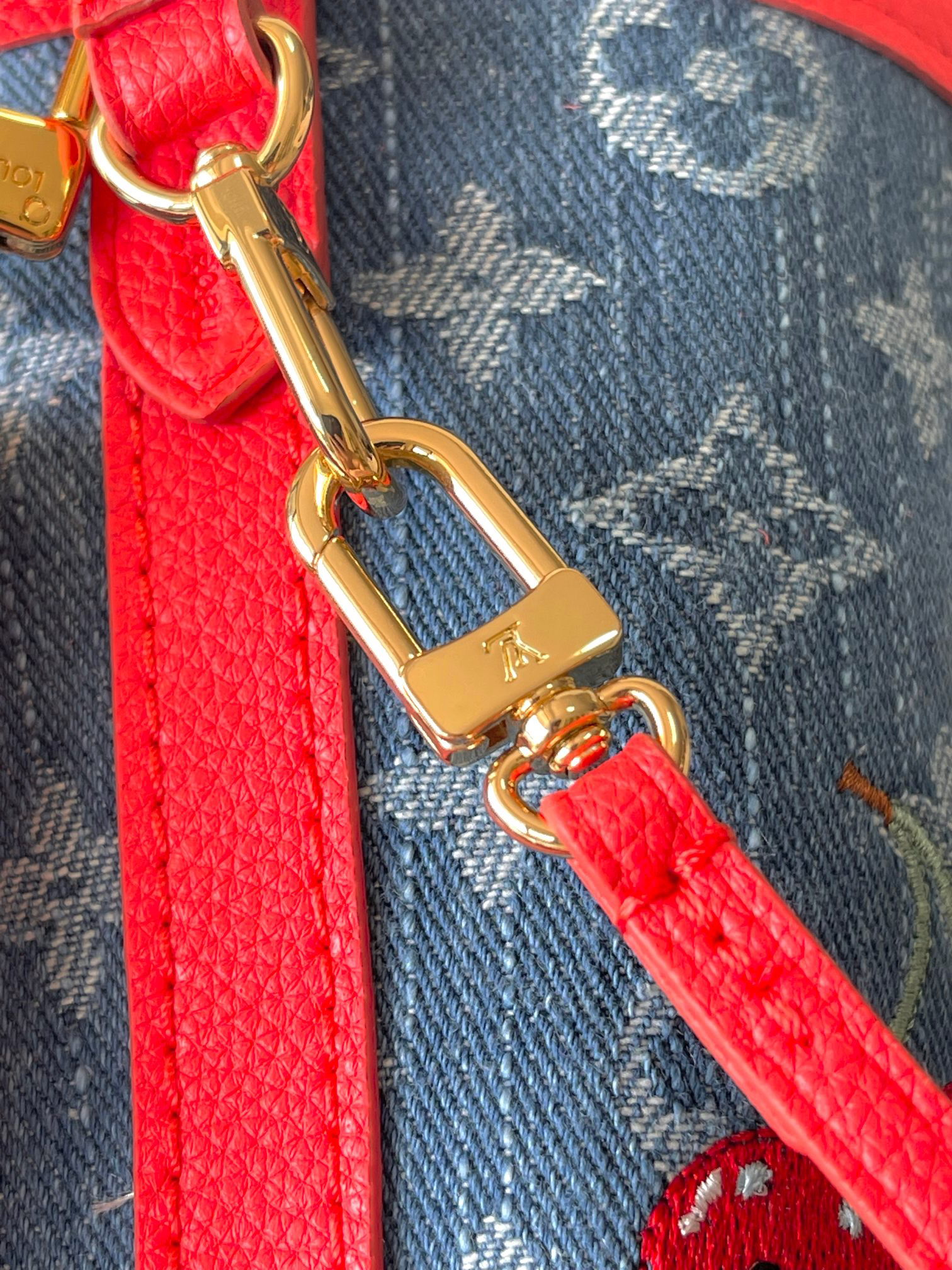 Louis Vuitton Neverfull Inside Out BB Handbag in Monogram Cherry Denim - Image 8