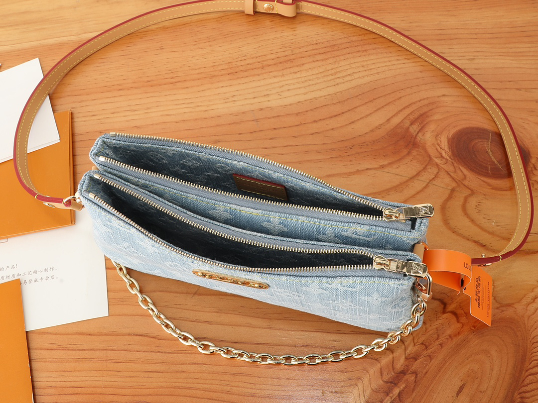Louis Vuitton Liv Pochette Shoulder Bag in Monogram Denim - Image 8