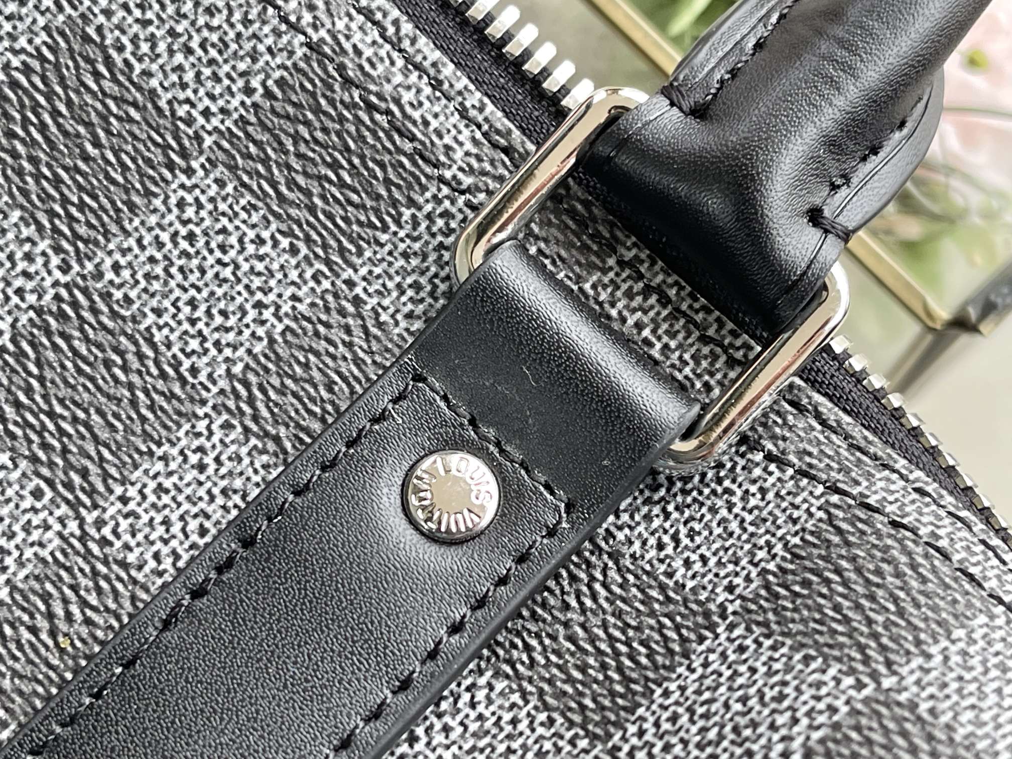 Louis Vuitton Keepall Travel Bag Damier Graphite Passport Stamp Print - Image 8