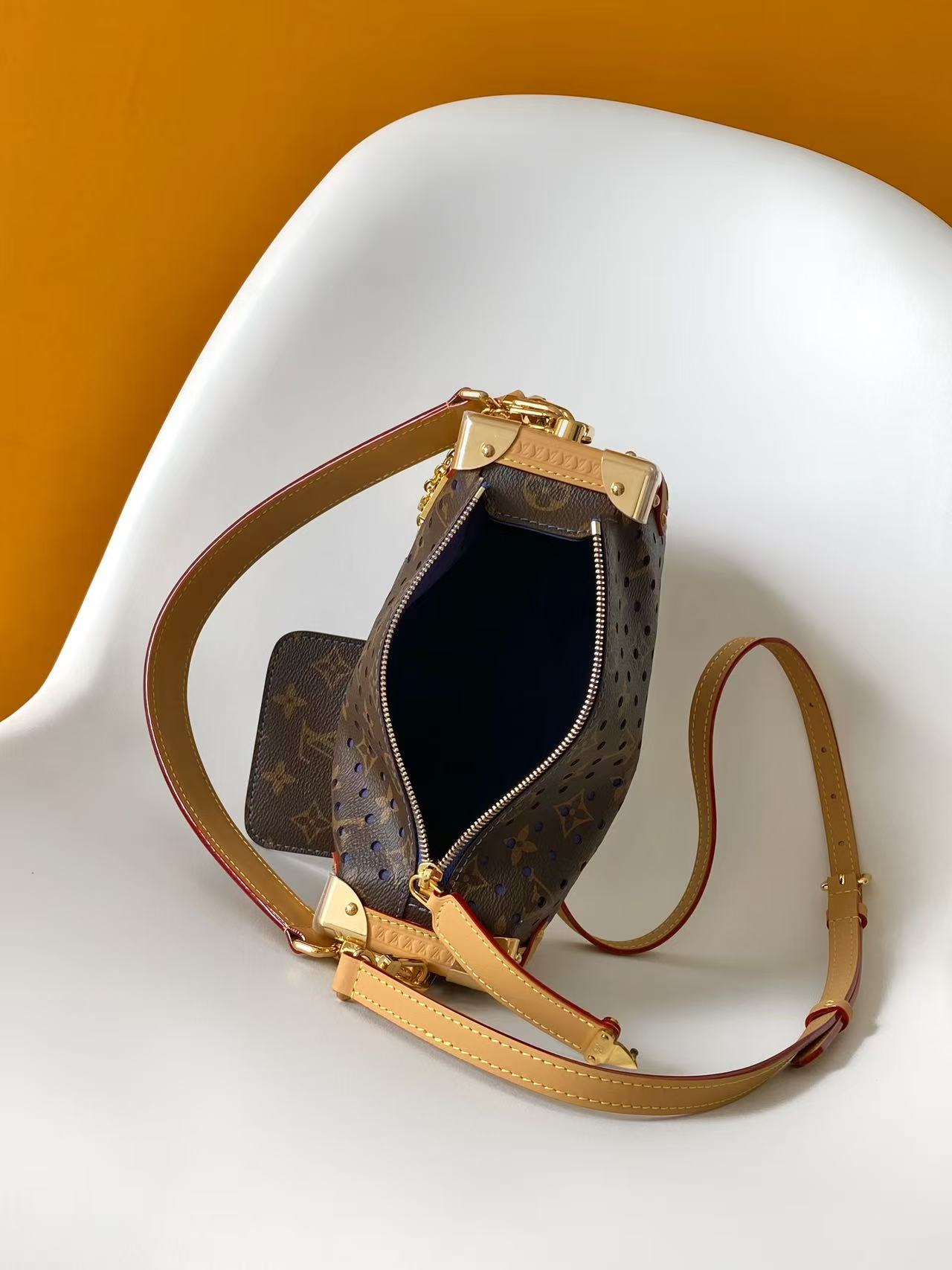 Louis Vuitton Side Trunk Medium Handbag in Monogram Perfo Canvas - Image 8