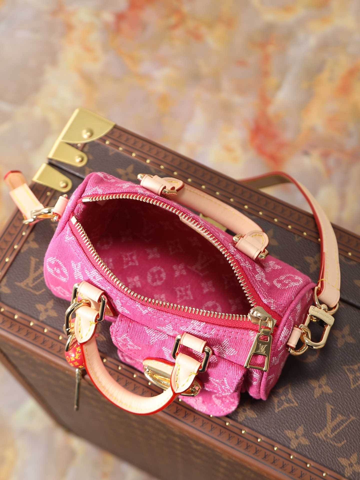 Louis Vuitton Nano Speedy Handbag in Blue Monogram Denim - Image 8
