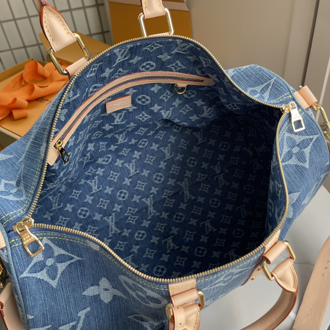 Keepall Bandoulière Travel Bag in Monogram Denim - Image 8