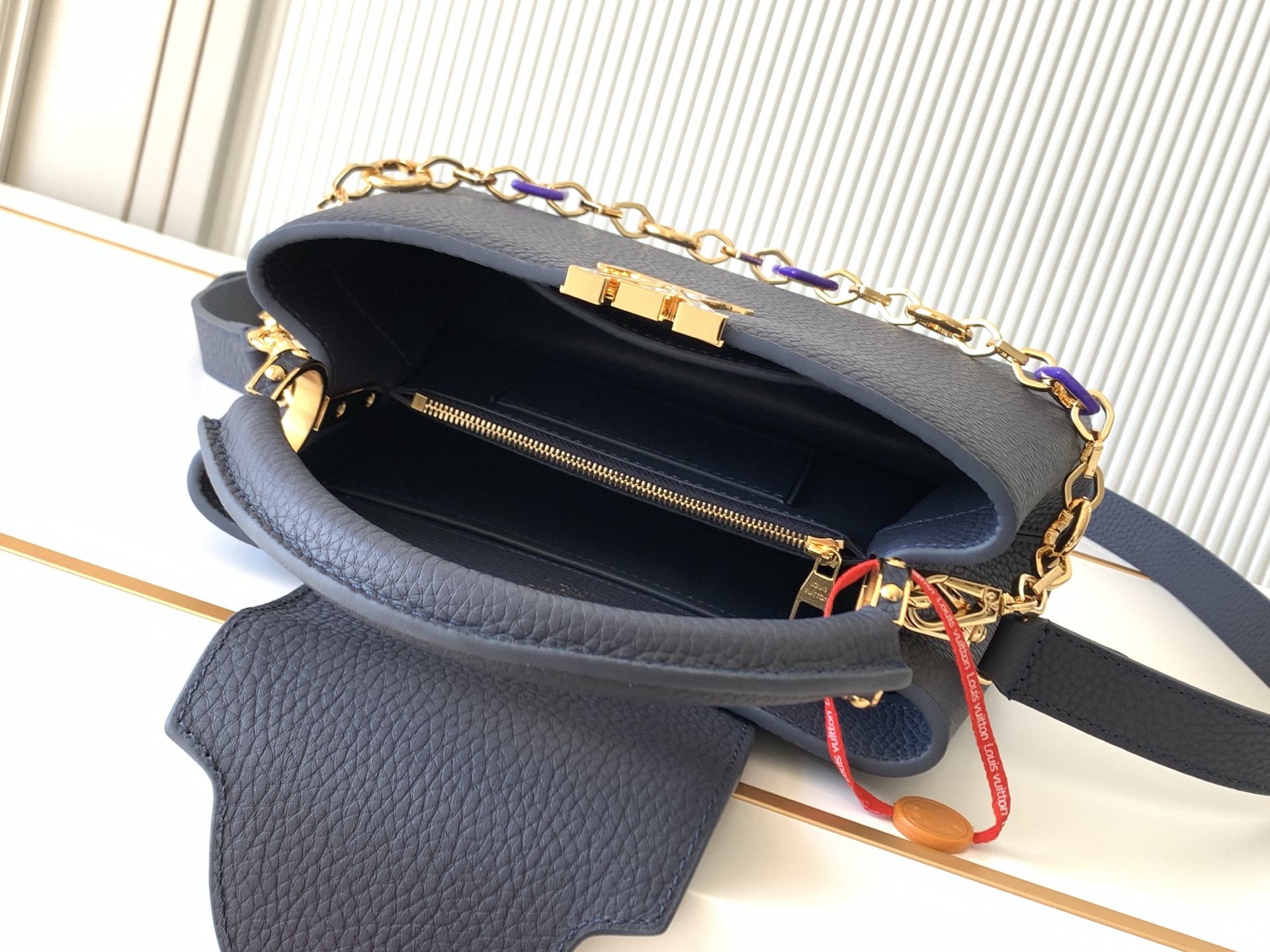 Louis Vuitton Capucines Mini Shoulder Bag in Dark Blue - Image 8