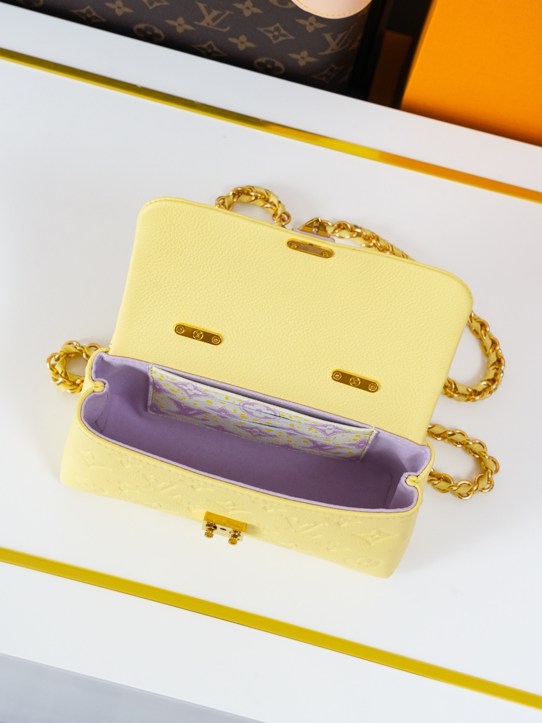 Louis Vuitton Nano Madeleine Handbag in Lemon Yellow Monogram Empreinte Leather - Image 8
