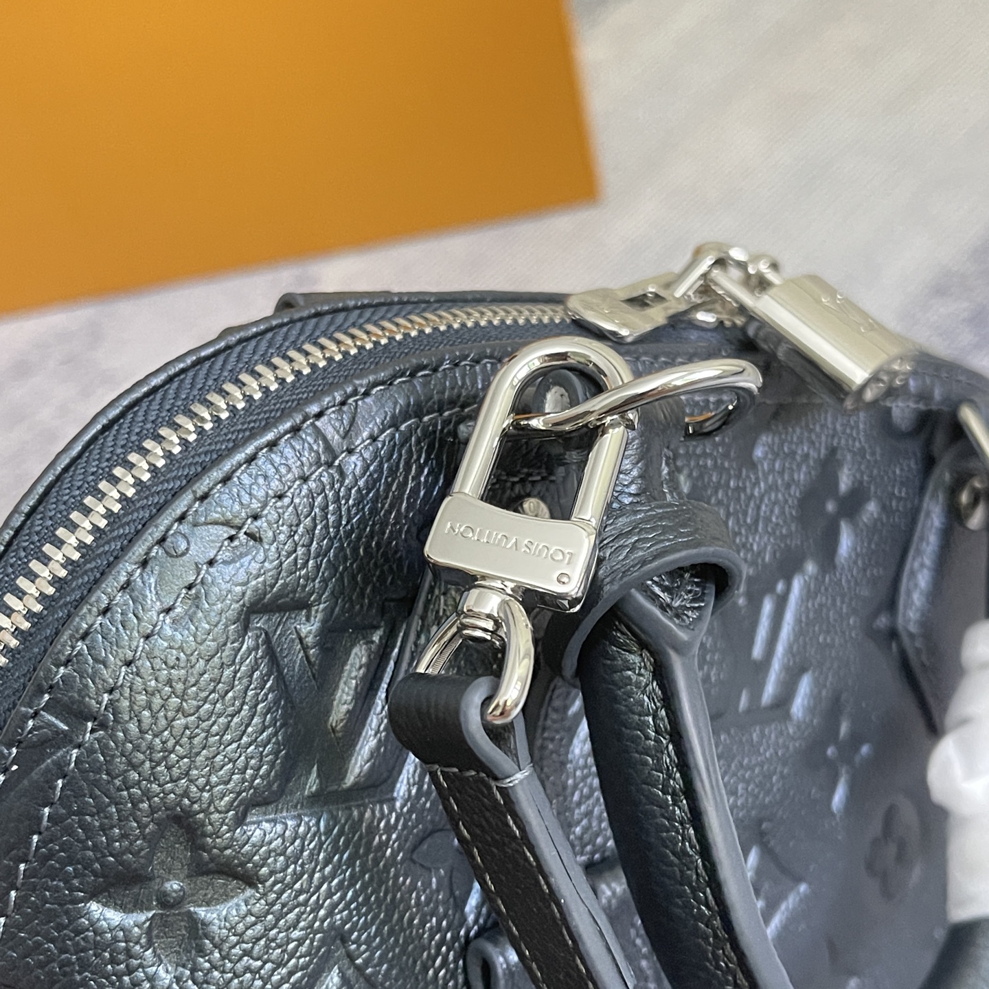 Louis Vuitton Alma BB Embossed Leather Handbag - Glossy Blue - Image 8