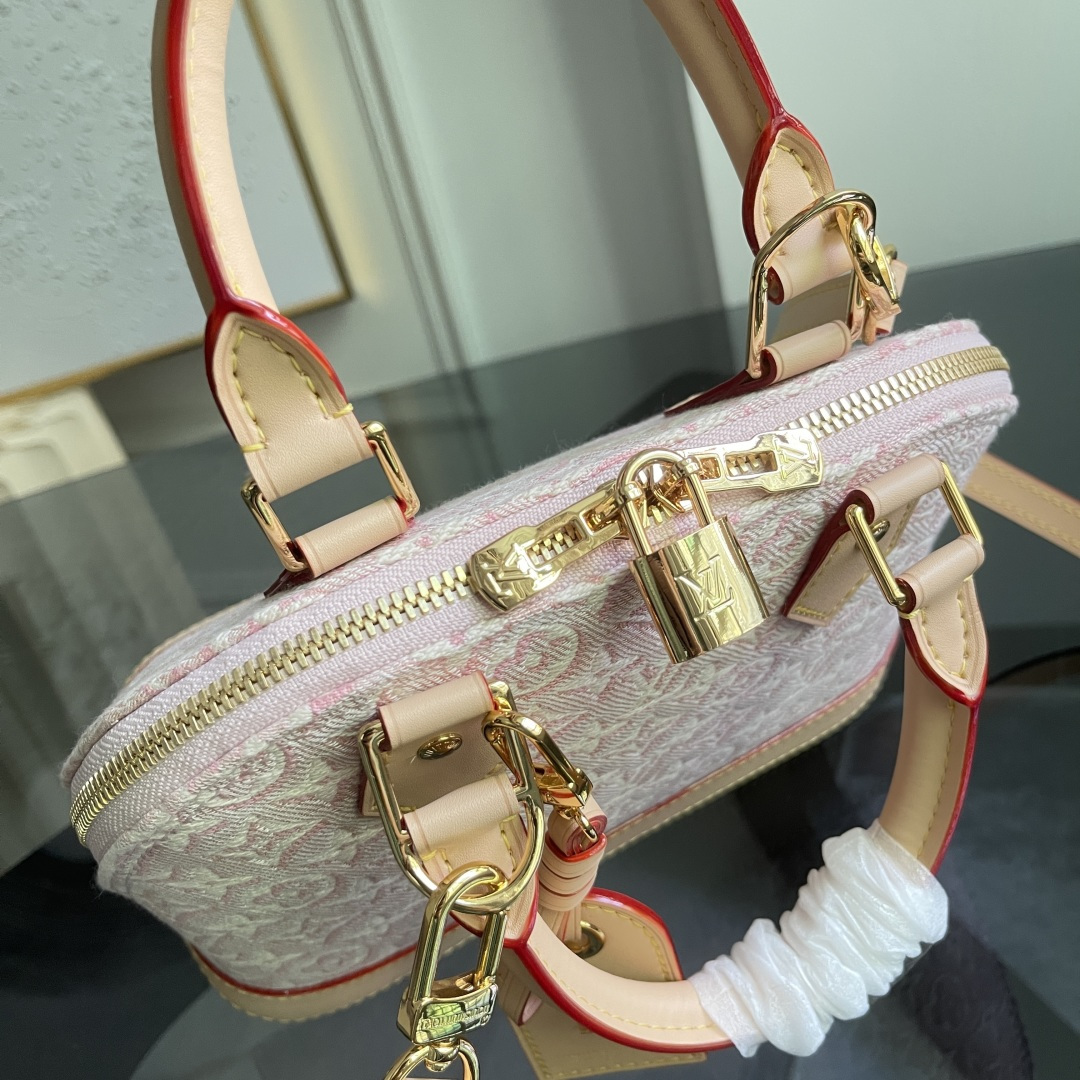 Louis Vuitton Alma BB Handbag in Pink Jacquard Denim - Image 8