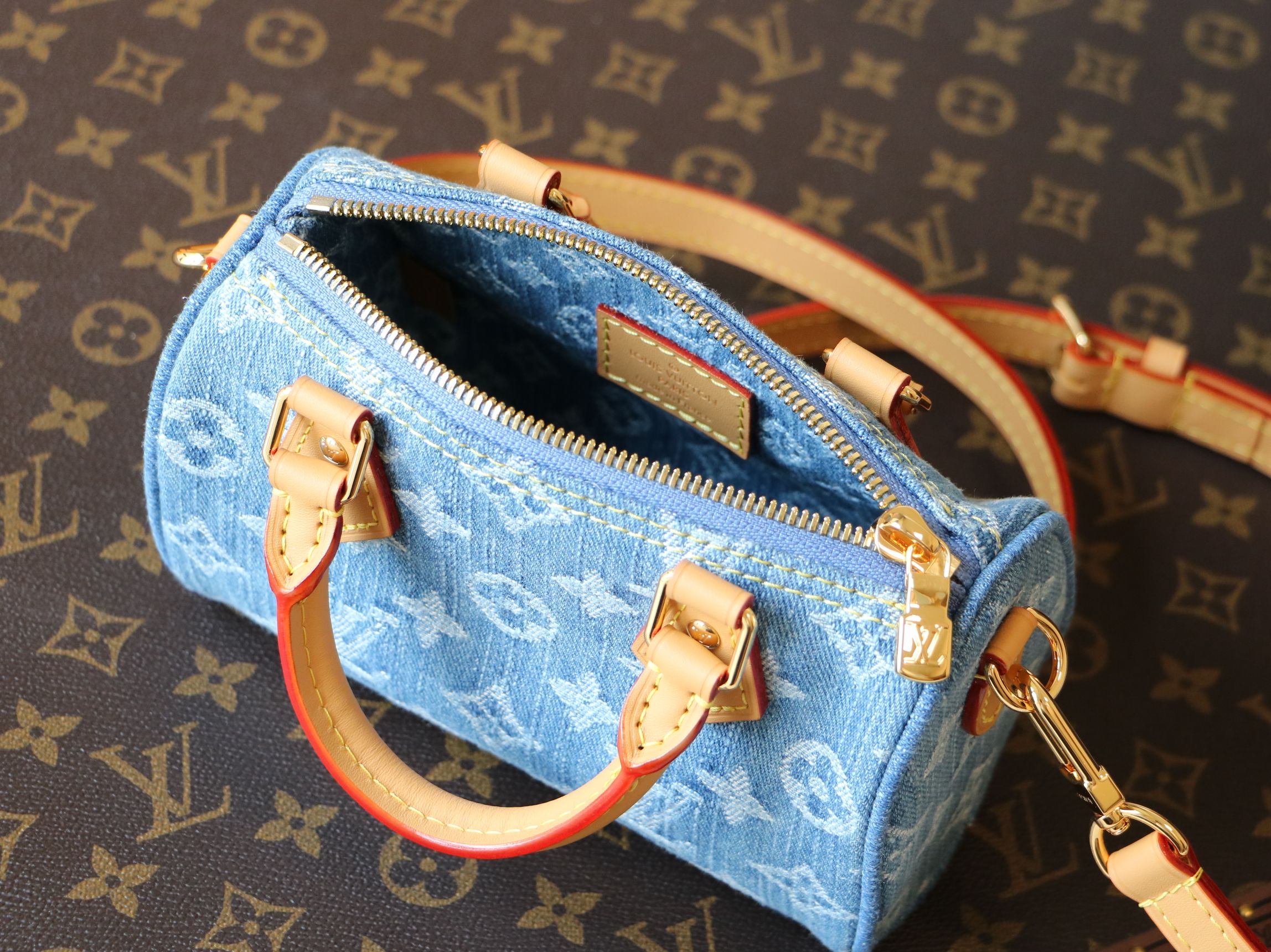 Nano Speedy Handbag in Monogram Denim - Image 8