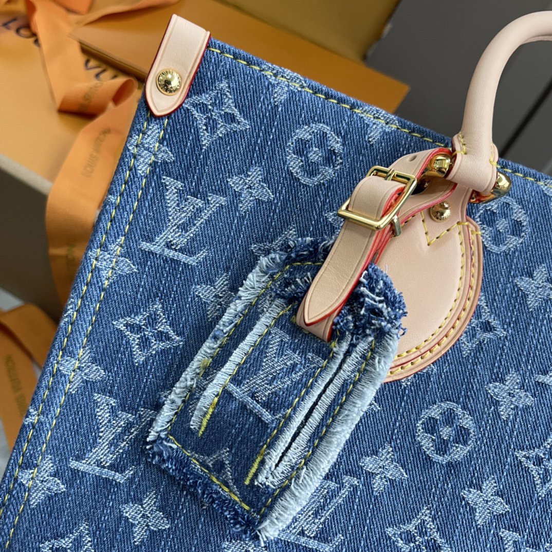Louis Vuitton Onthego MM Monogram Denim Tote Bag - Image 8