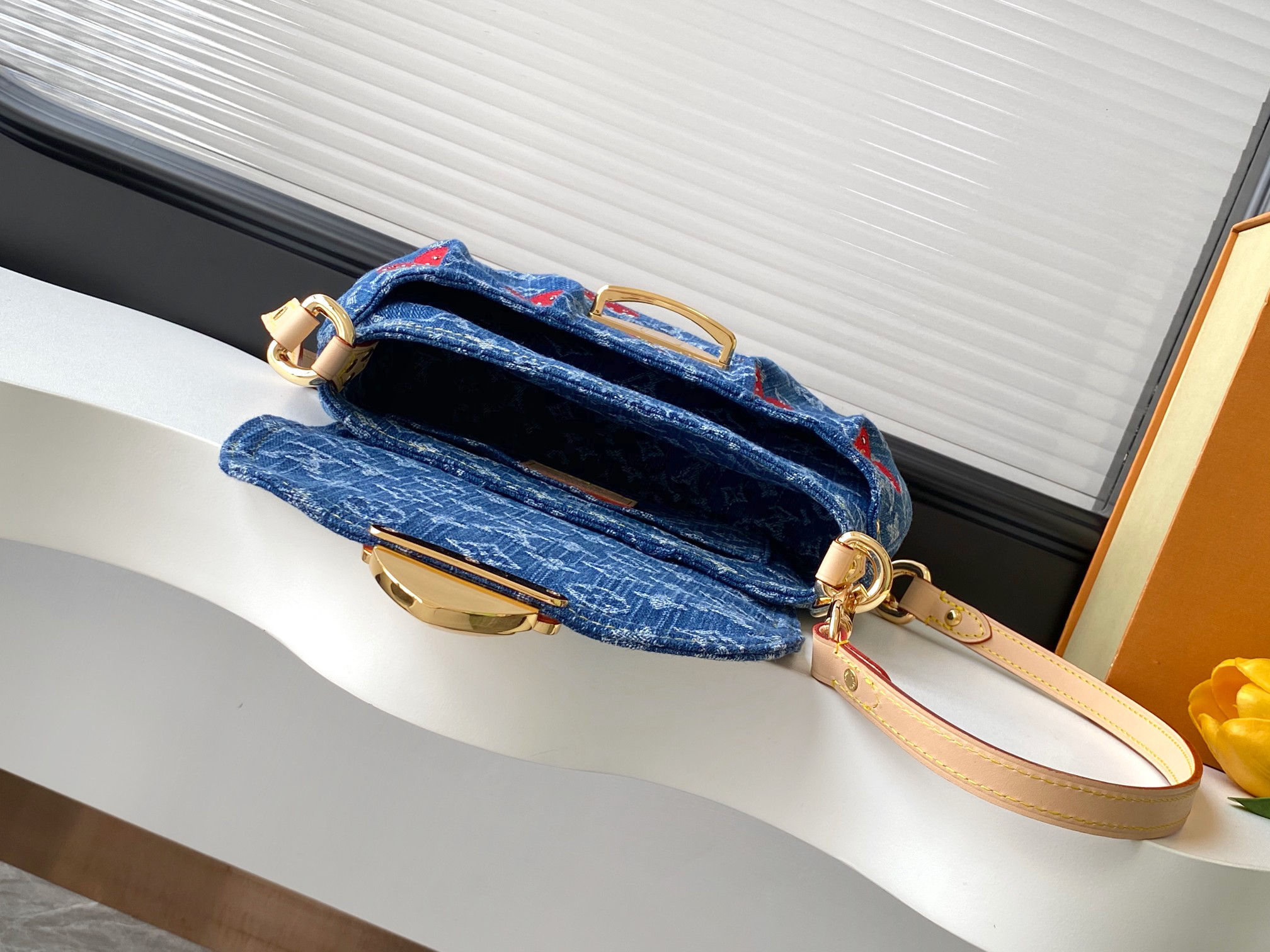 Louis Vuitton Sunset Monogram Denim Cherry Embroidery Crossbody Bag - Image 8