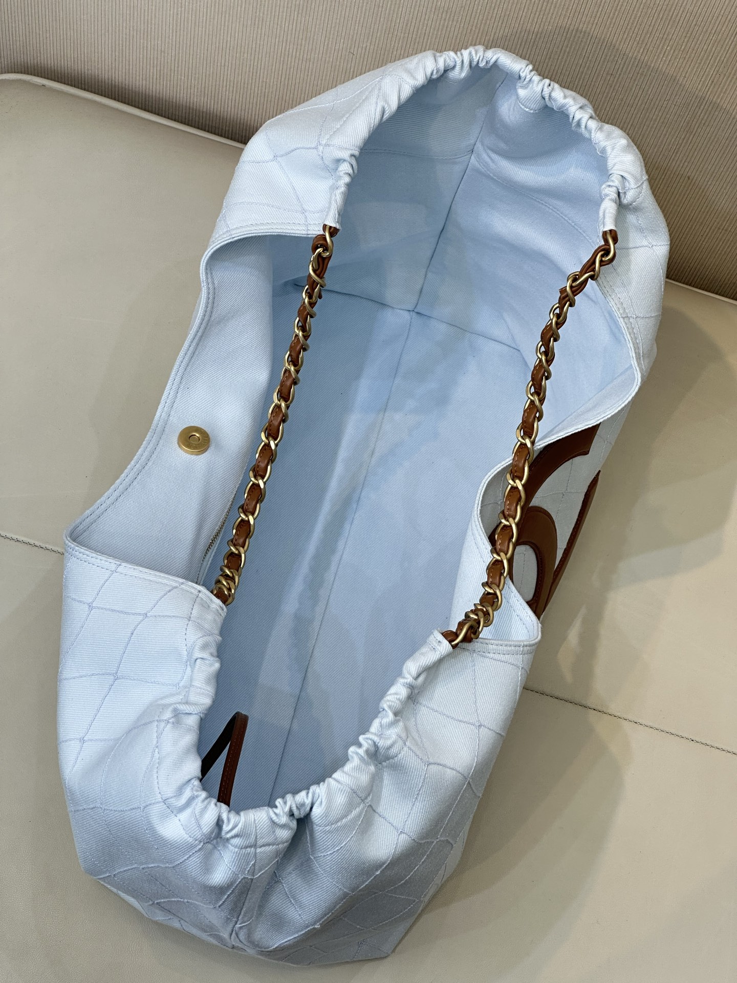 Chanel Coco Beach 2026 White Denim Tote Bag - Image 8