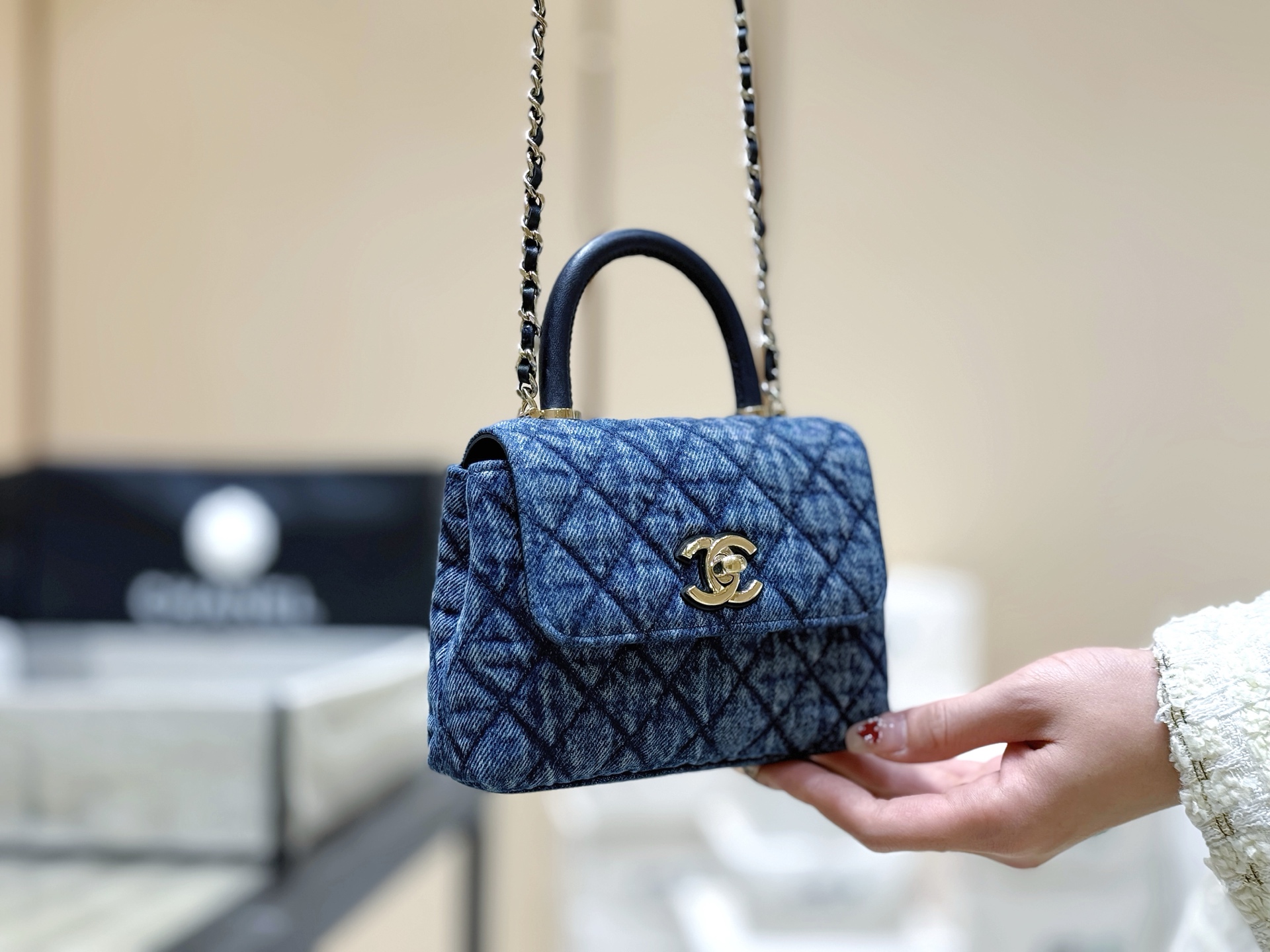 Chanel 26P Mini Coco Handle Denim Bag - Image 8