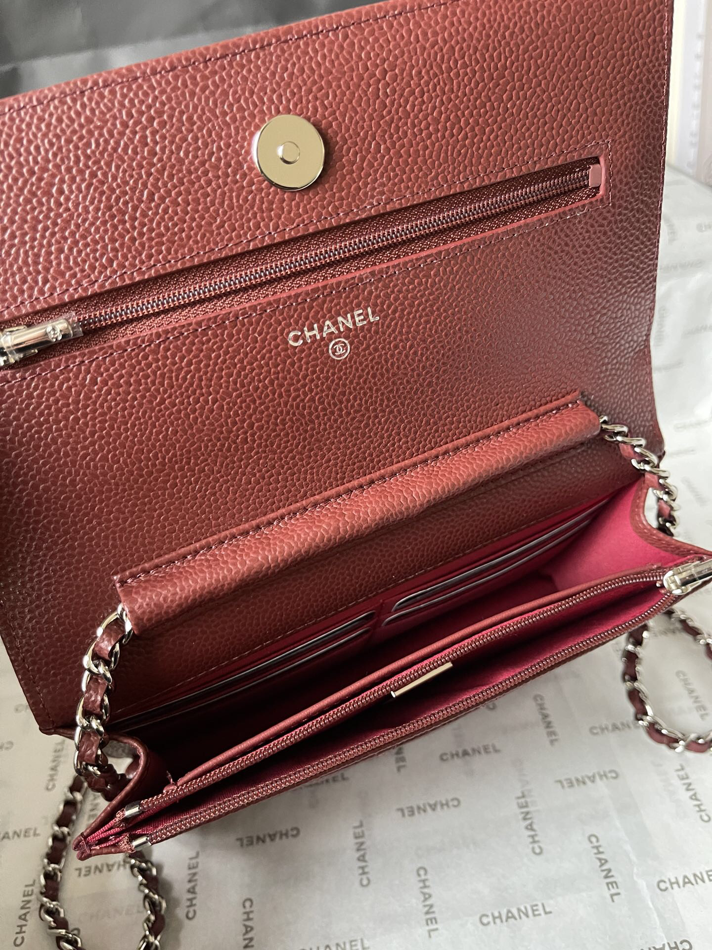 Chanel CF WOC Black Caviar Chain Wallet - Image 8