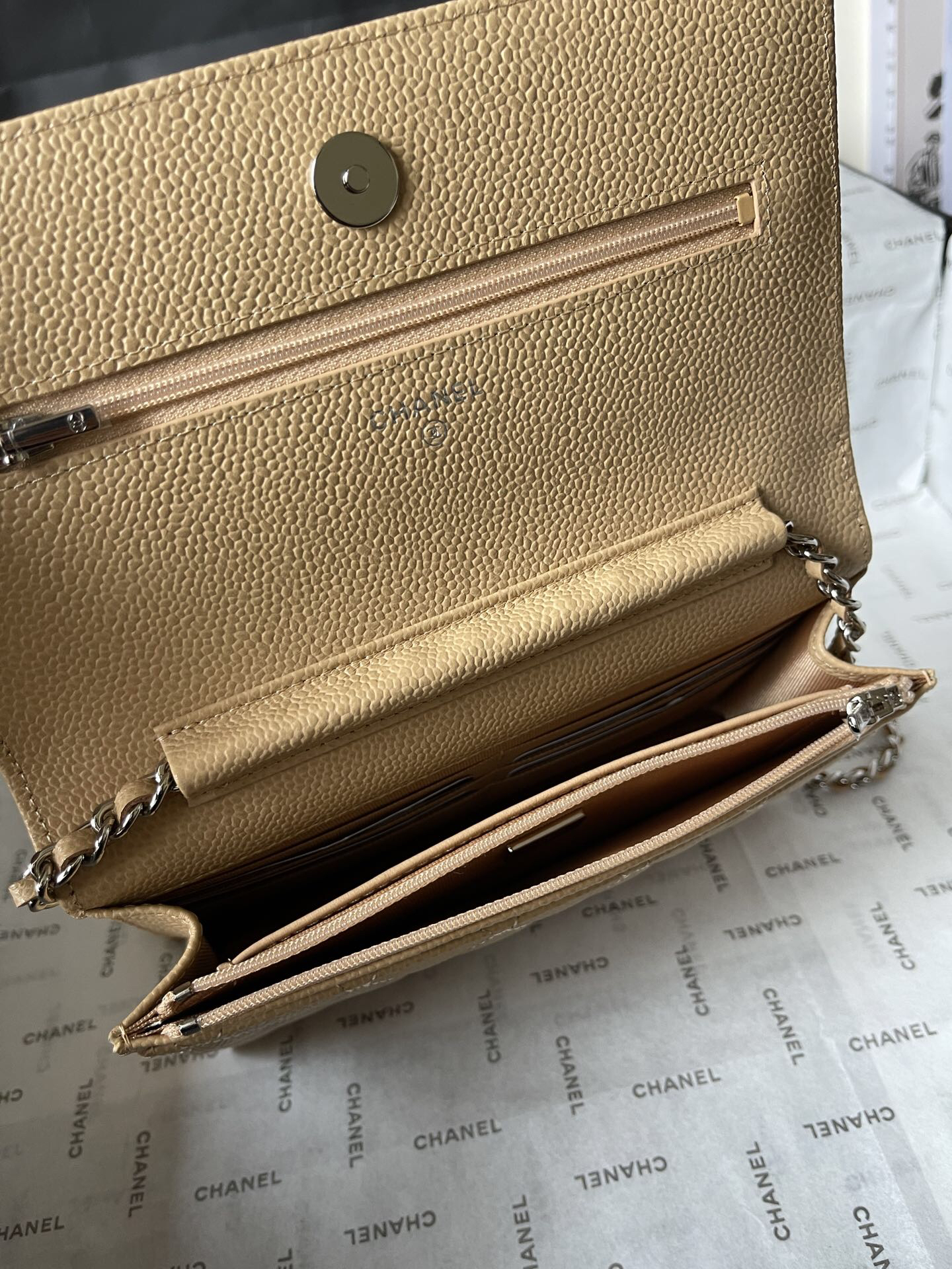 Chanel CF WOC Black Caviar Chain Wallet - Image 8