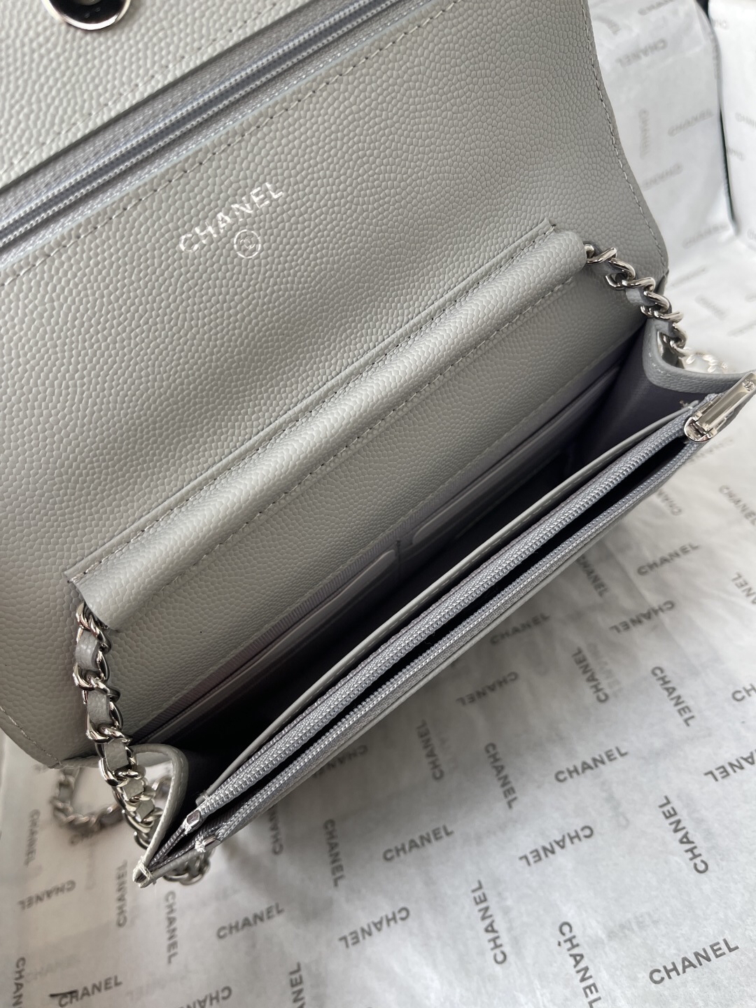 Chanel CF Wallet on Chain in Black Caviar Leather - Image 8