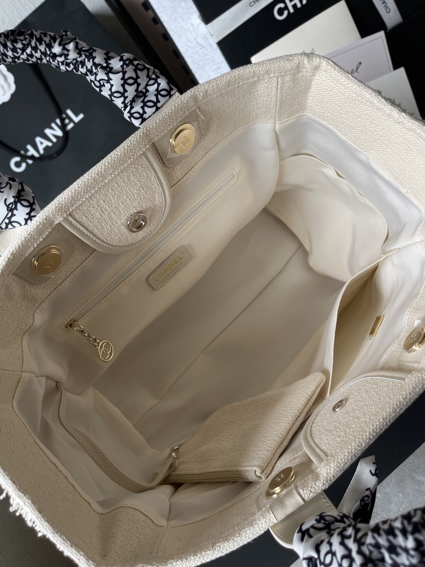 Chanel AS66941 Apricot Yellow Canvas Tote Bag - Image 8