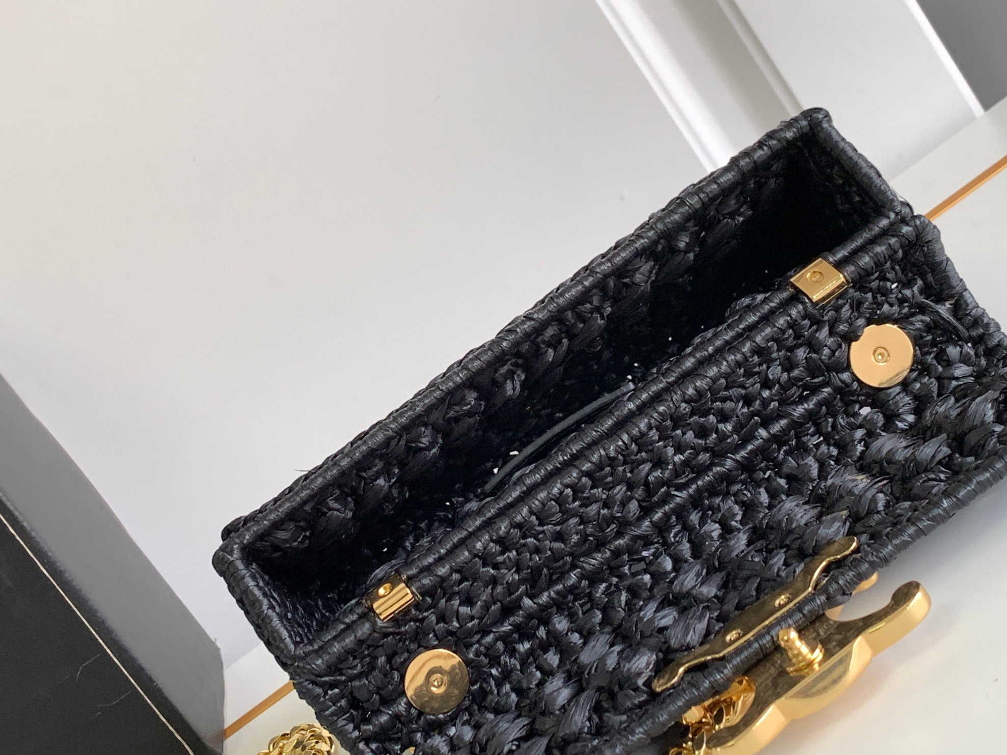 Celine E24 Summer Limited Edition Triomphe Raffia Woven Chain Shoulder Bag - Image 8