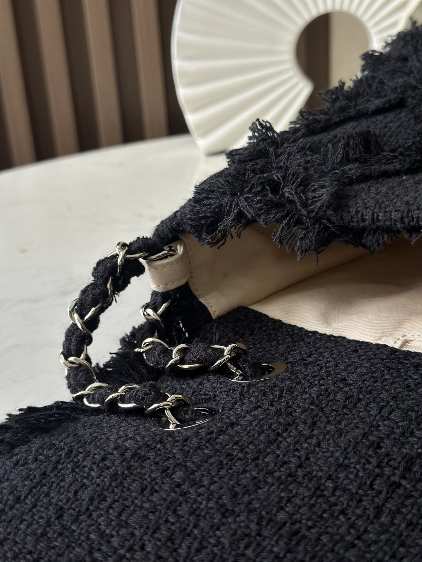 Vintage Black Straw Fringe Handbag - Image 8