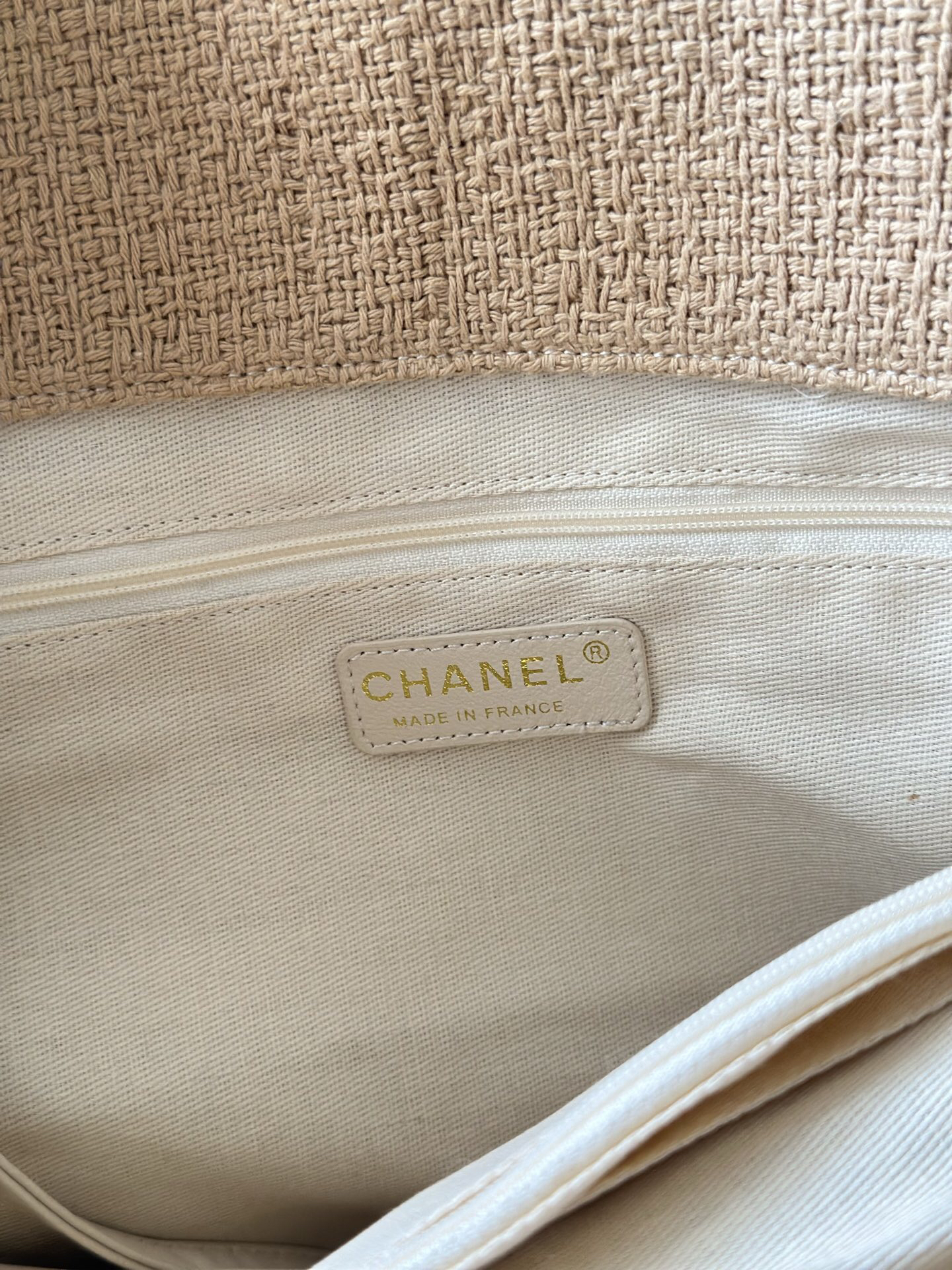 Vintage Linen and Straw Fringe Tote Bag - Image 8
