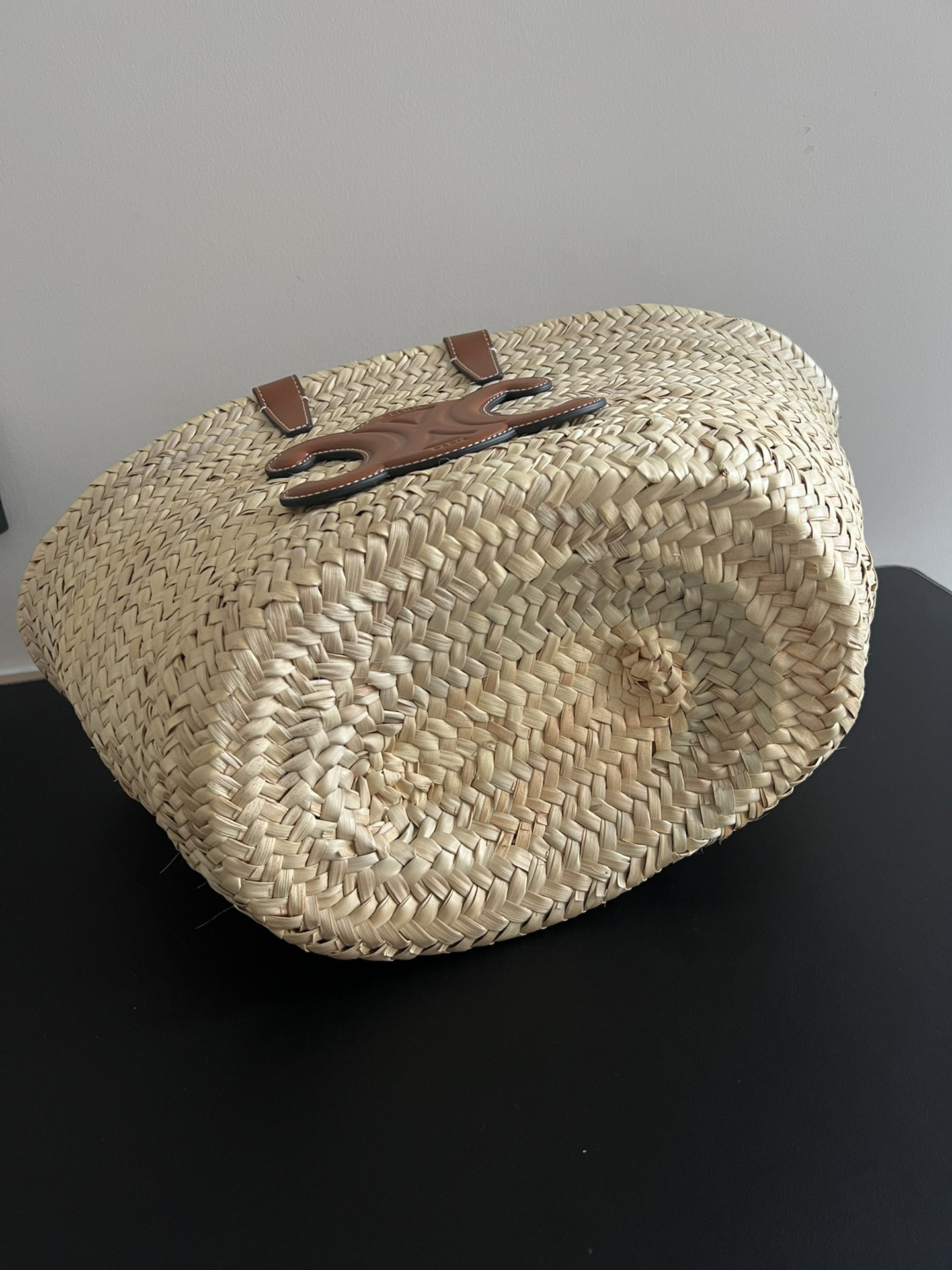 Celine Classic Woven Raffia and Cowhide Basket Tote - Image 8