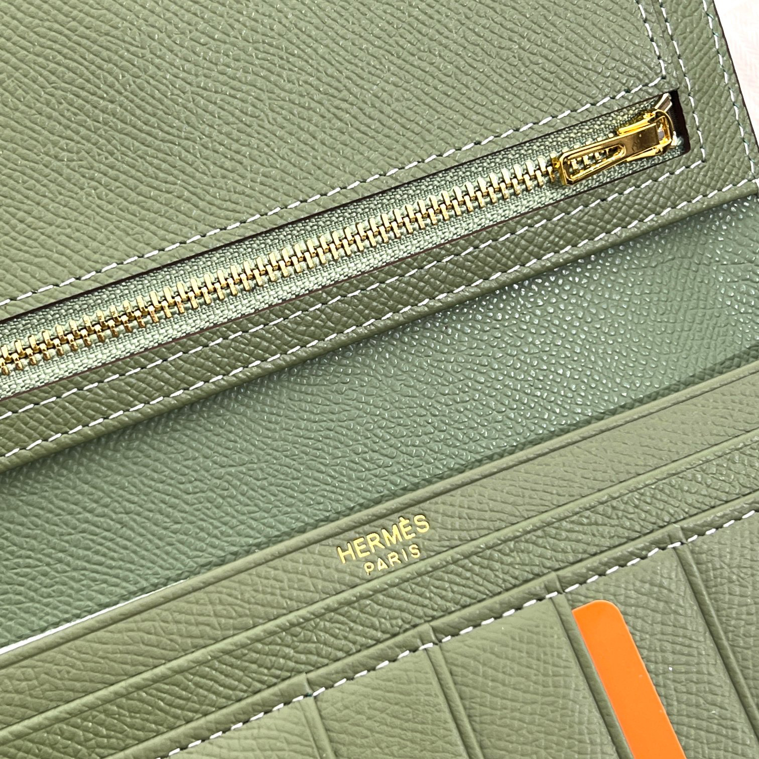 Hermes Women's Togo Leather Vertical Wallet with Zip Pocket - Image 8