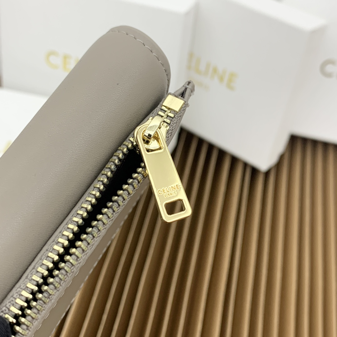 Celine Triomphe Small Calfskin Wallet in Elephant Gray - Image 8