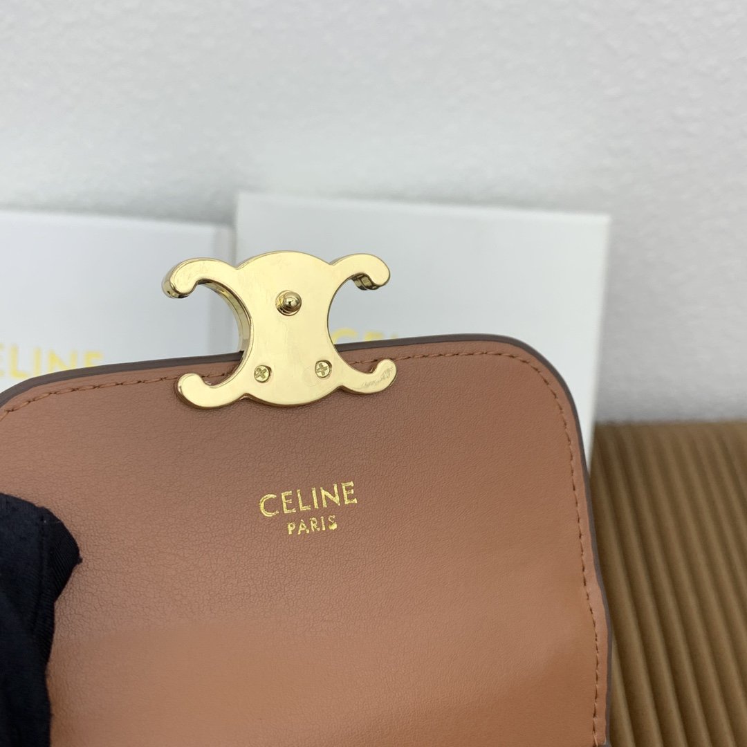 CELINE Triomphe Small Textile and Calfskin Leather Wallet - Image 8