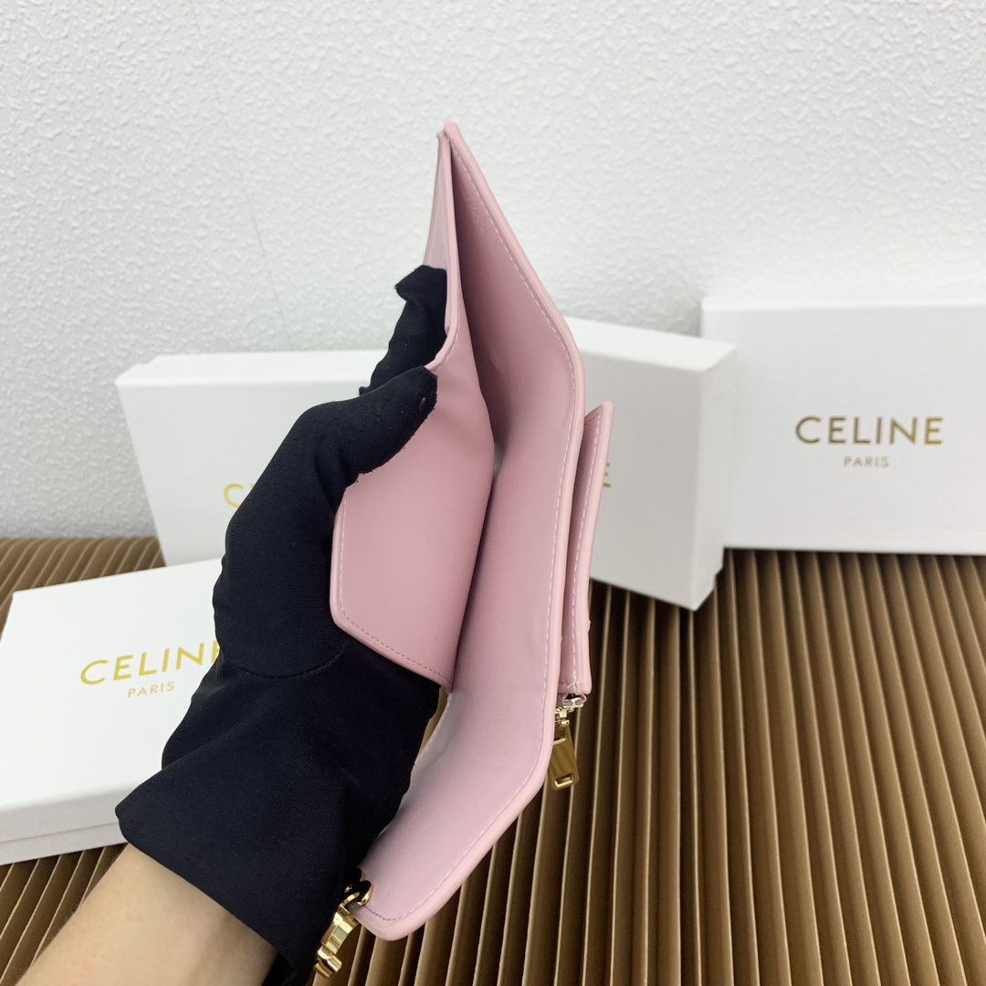 Celine Triomphe Small Glossy Calfskin Wallet with Coin Pocket - Image 8