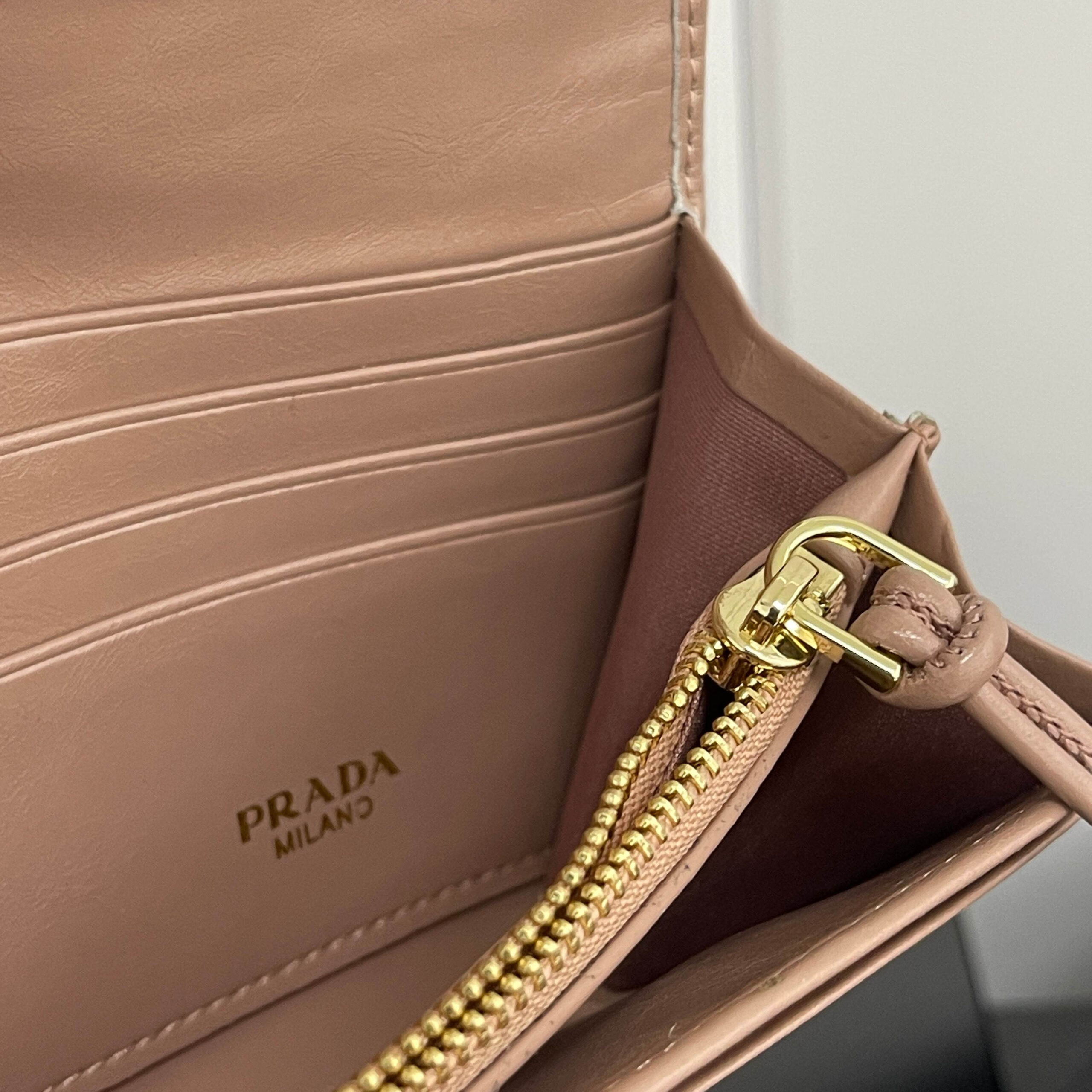 PRADA Large Waxed Leather Wallet with Triangle Logo Snap Closure - Image 8
