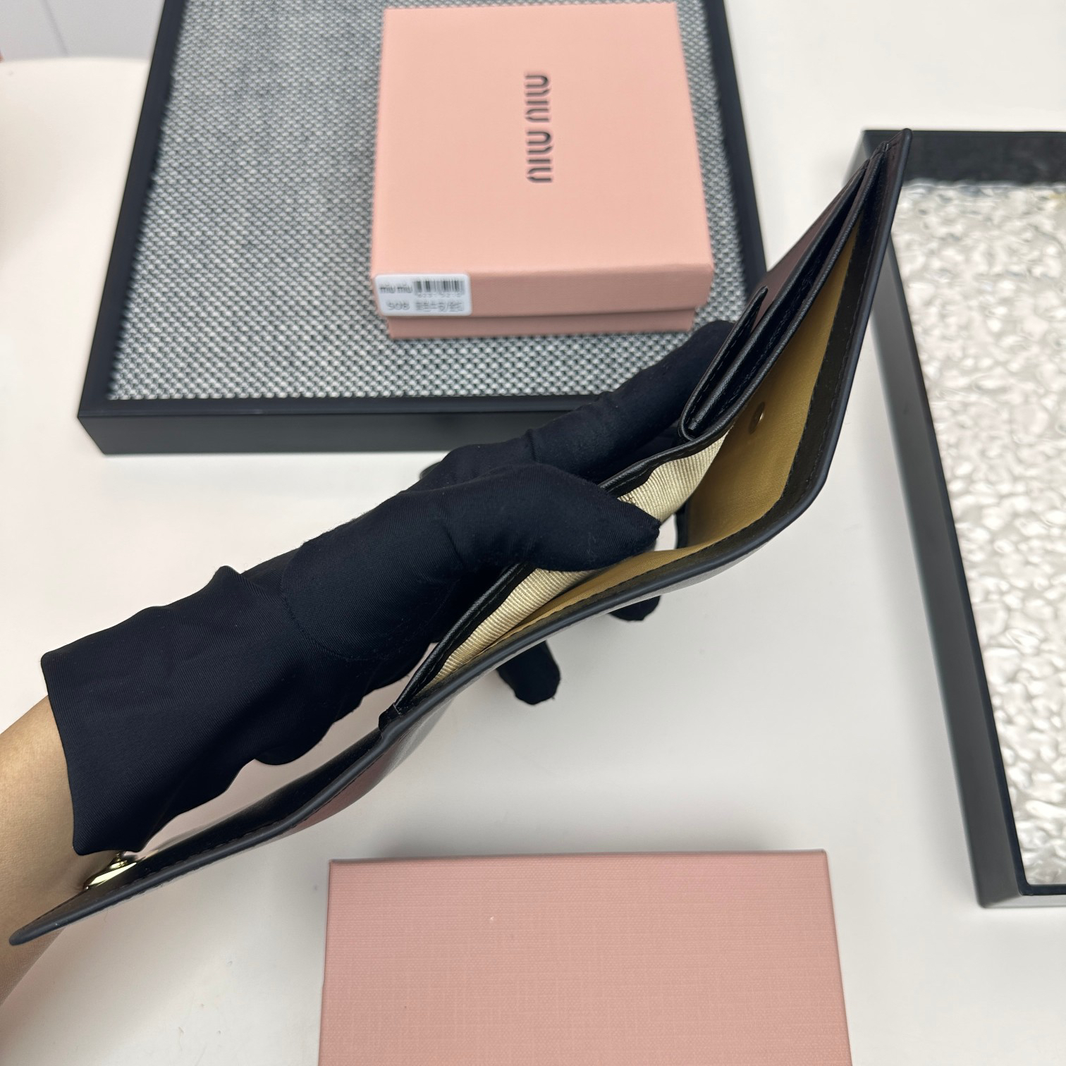 Miu Miu Lambskin Trifold Wallet and Card Holder - Image 8