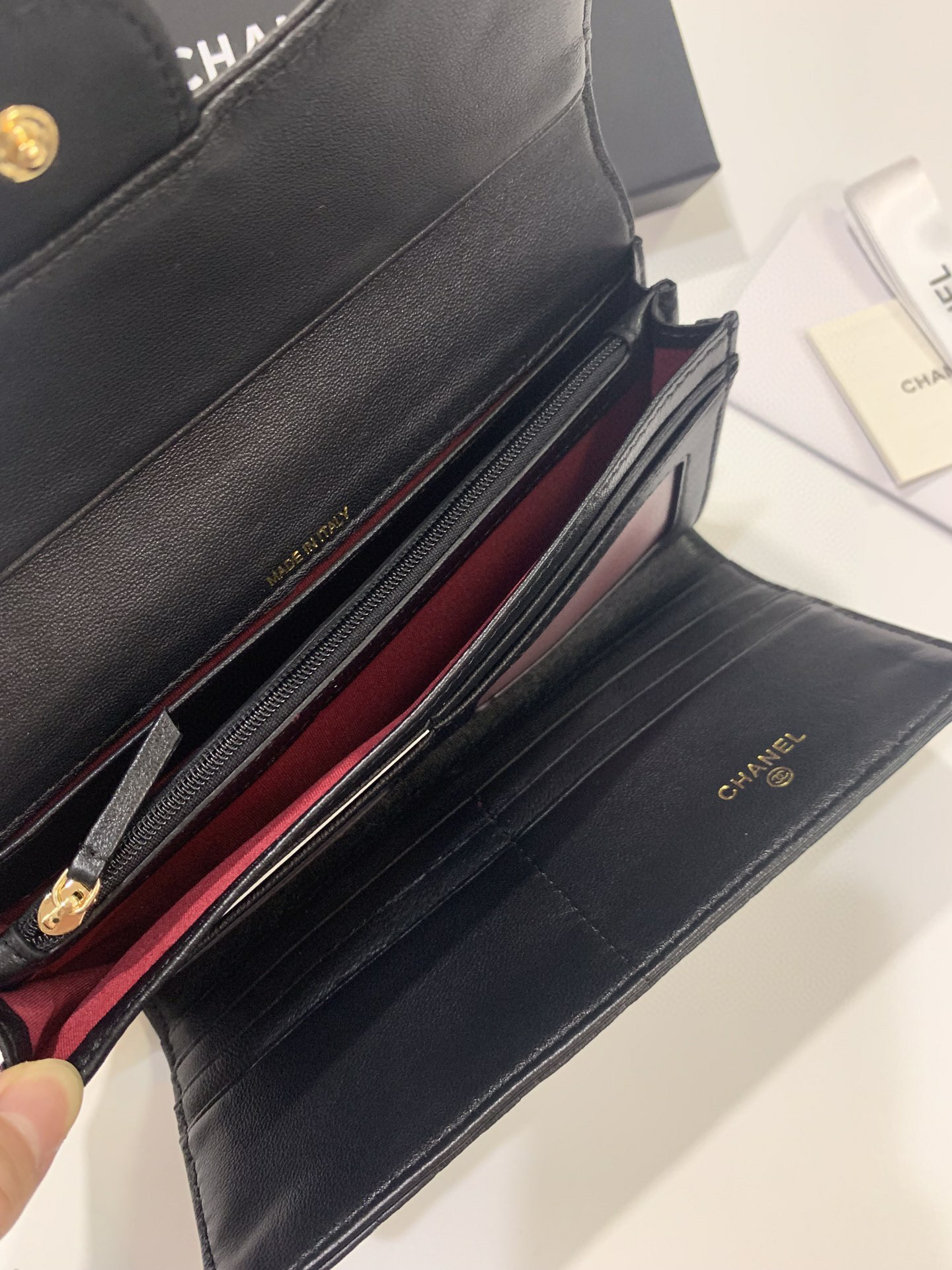 Chanel Camellia Lambskin Wallet - Image 8