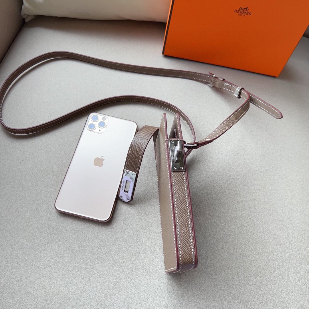 Hermès Hac a Box Tadelakt Calfskin Phone Case with Shoulder Strap - Image 8